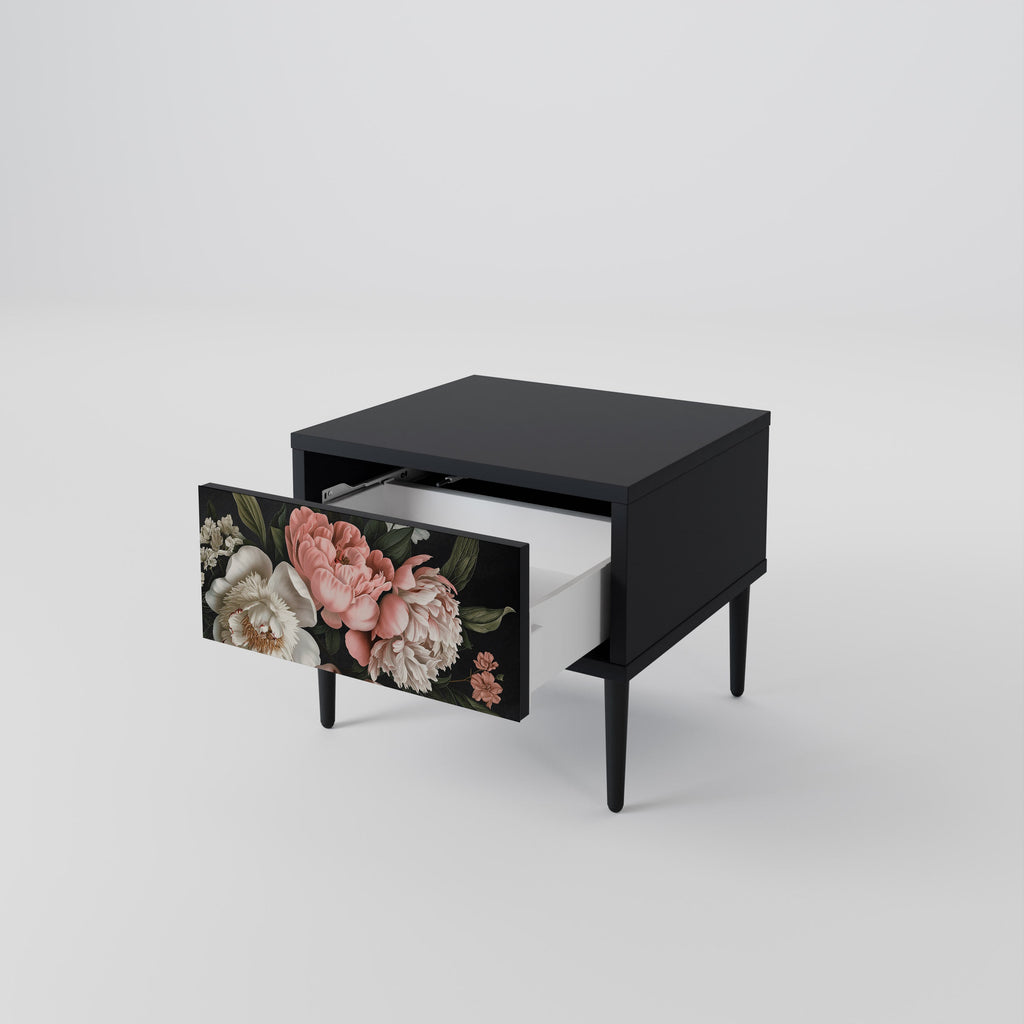 Table de chevet LUSH ELEGANCE en finition noire