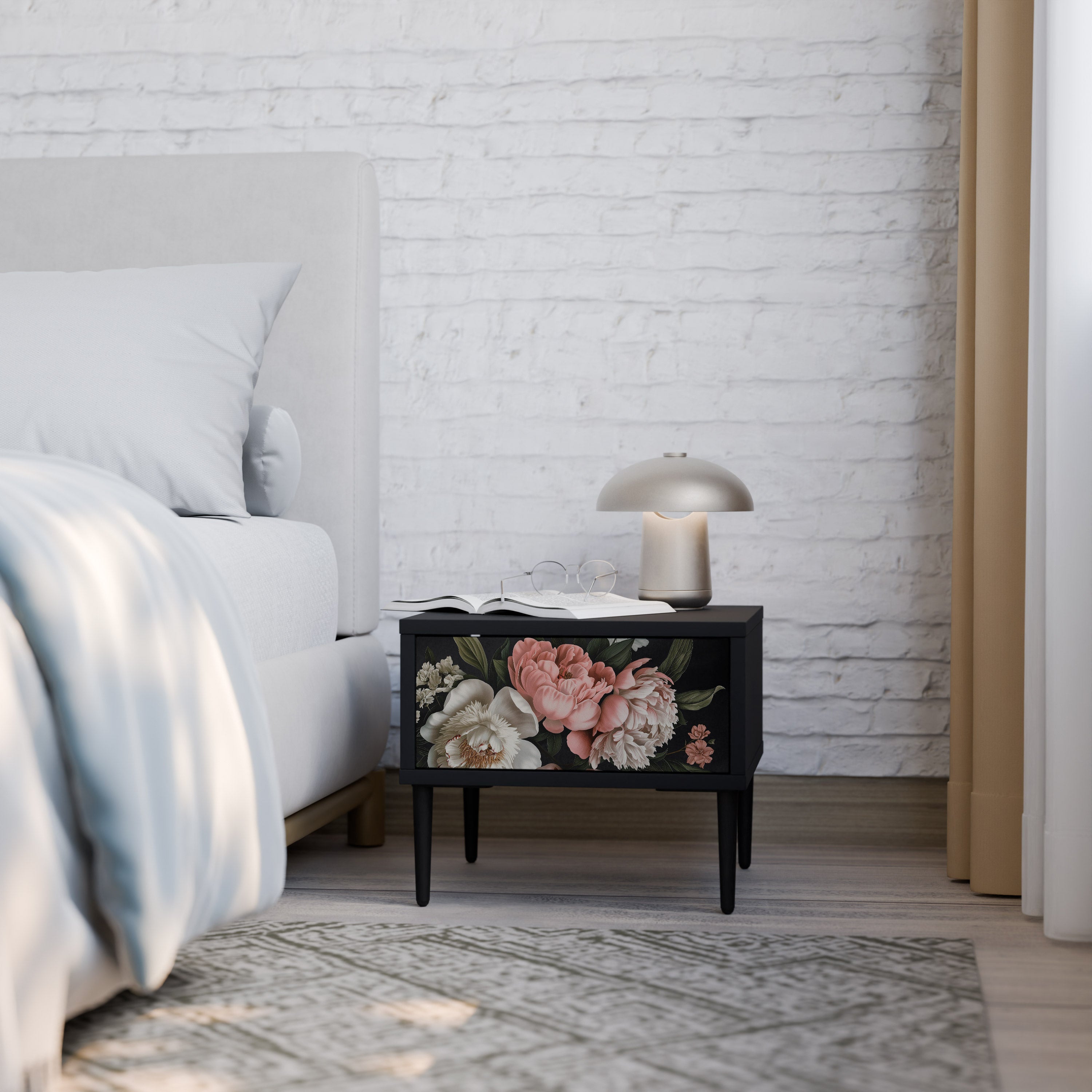 Table de chevet LUSH ELEGANCE en finition noire