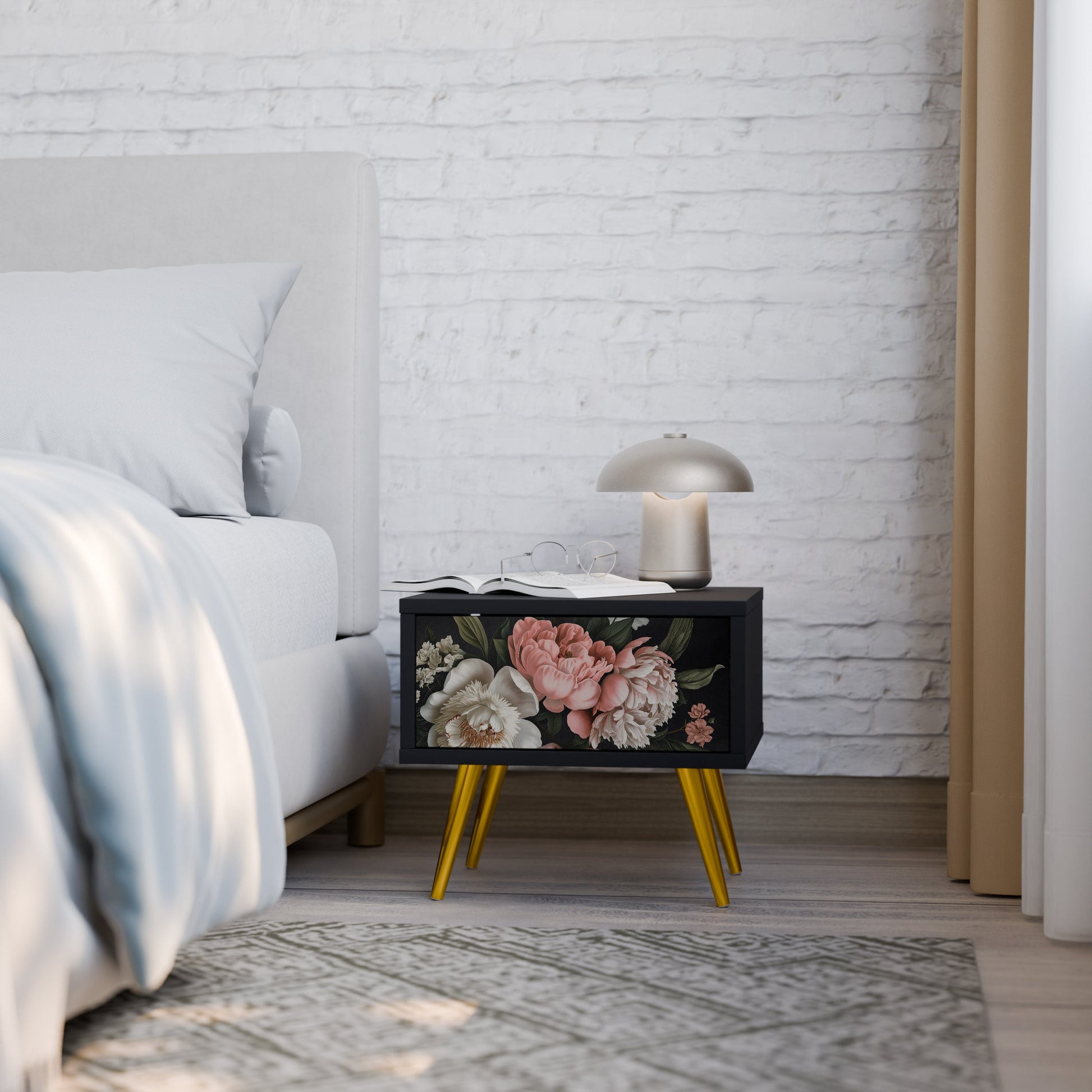 Table de chevet LUSH ELEGANCE en finition noire