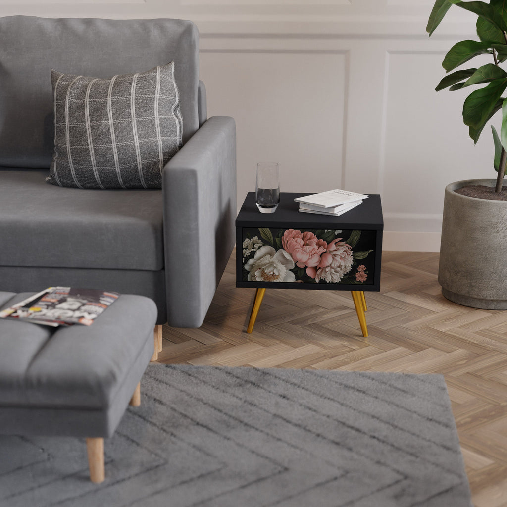 Table de chevet LUSH ELEGANCE en finition noire