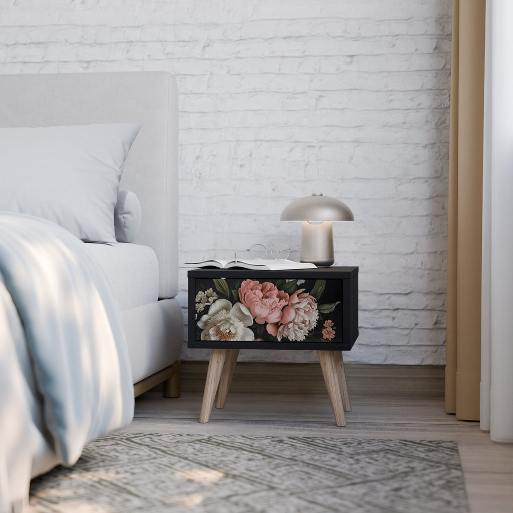 Table de chevet LUSH ELEGANCE en finition noire