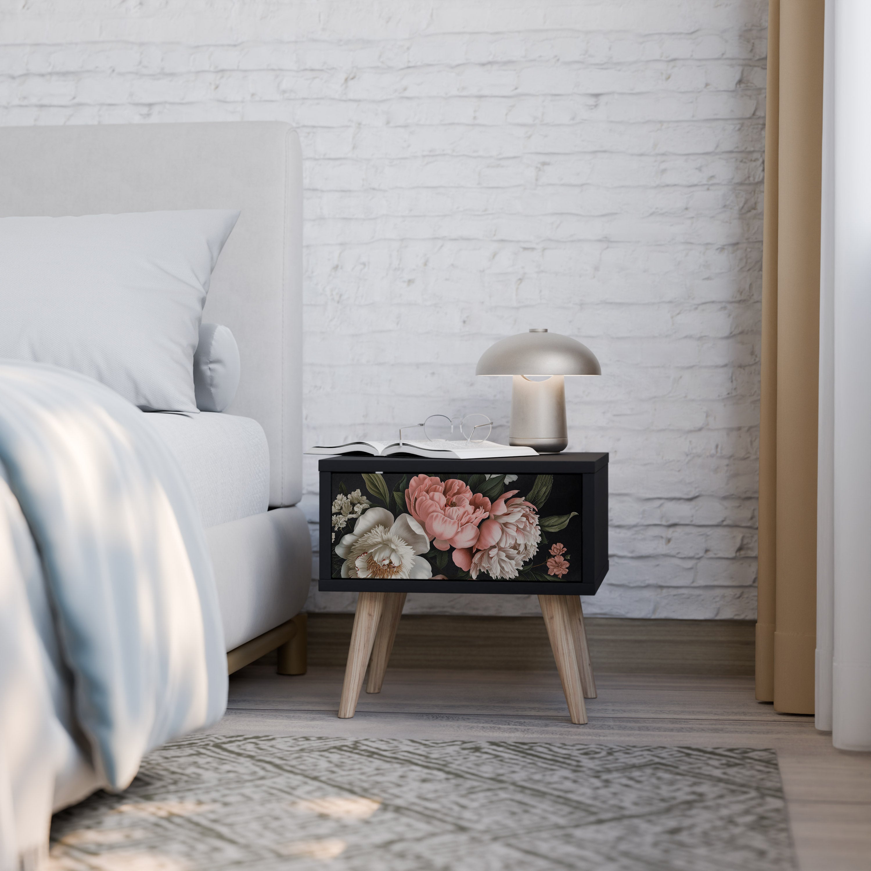 Table de chevet LUSH ELEGANCE en finition noire