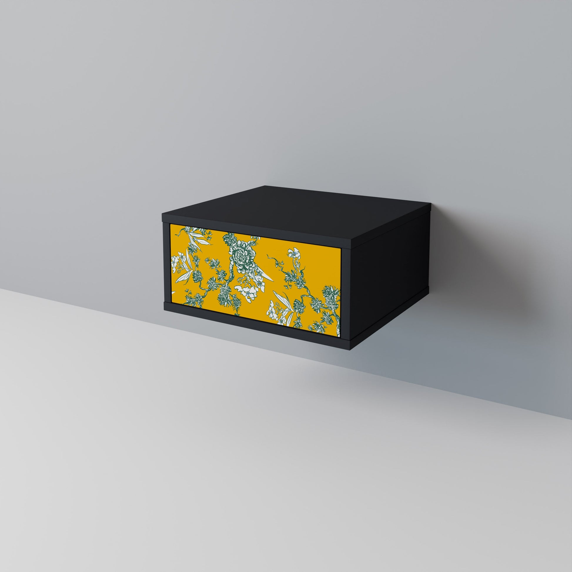 Table de chevet YELLOW CHINOISERIE en finition noire