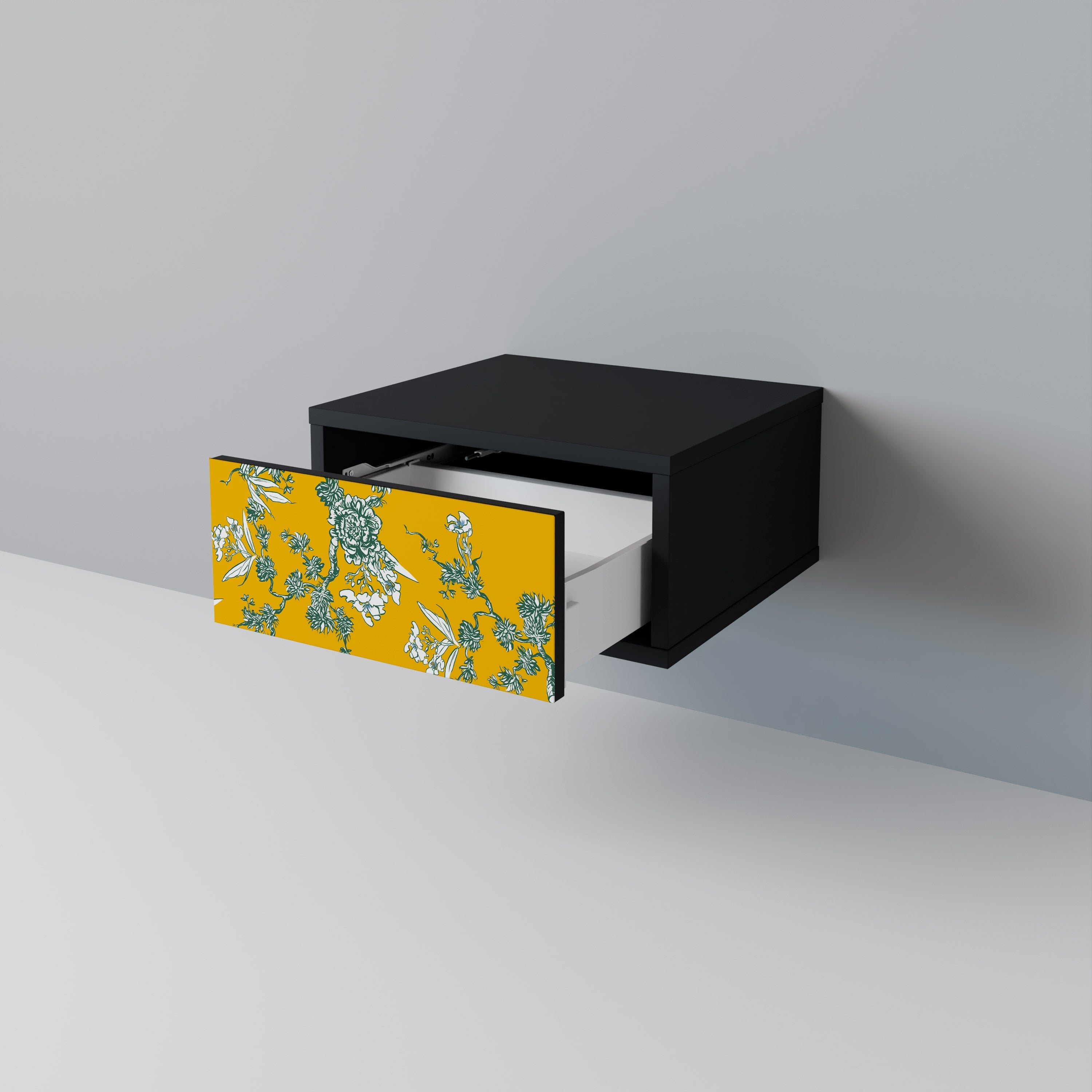 Table de chevet YELLOW CHINOISERIE en finition noire