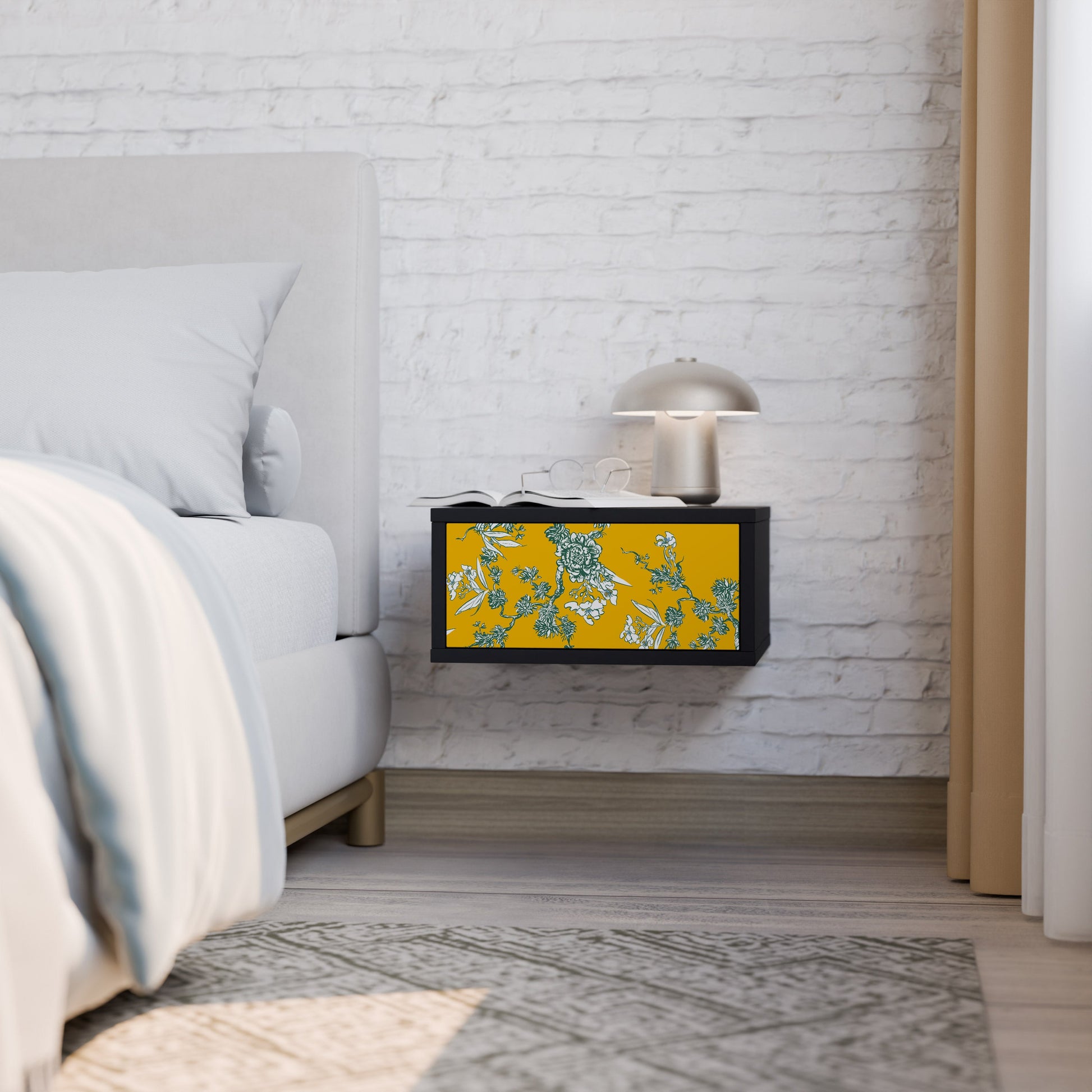 Table de chevet YELLOW CHINOISERIE en finition noire