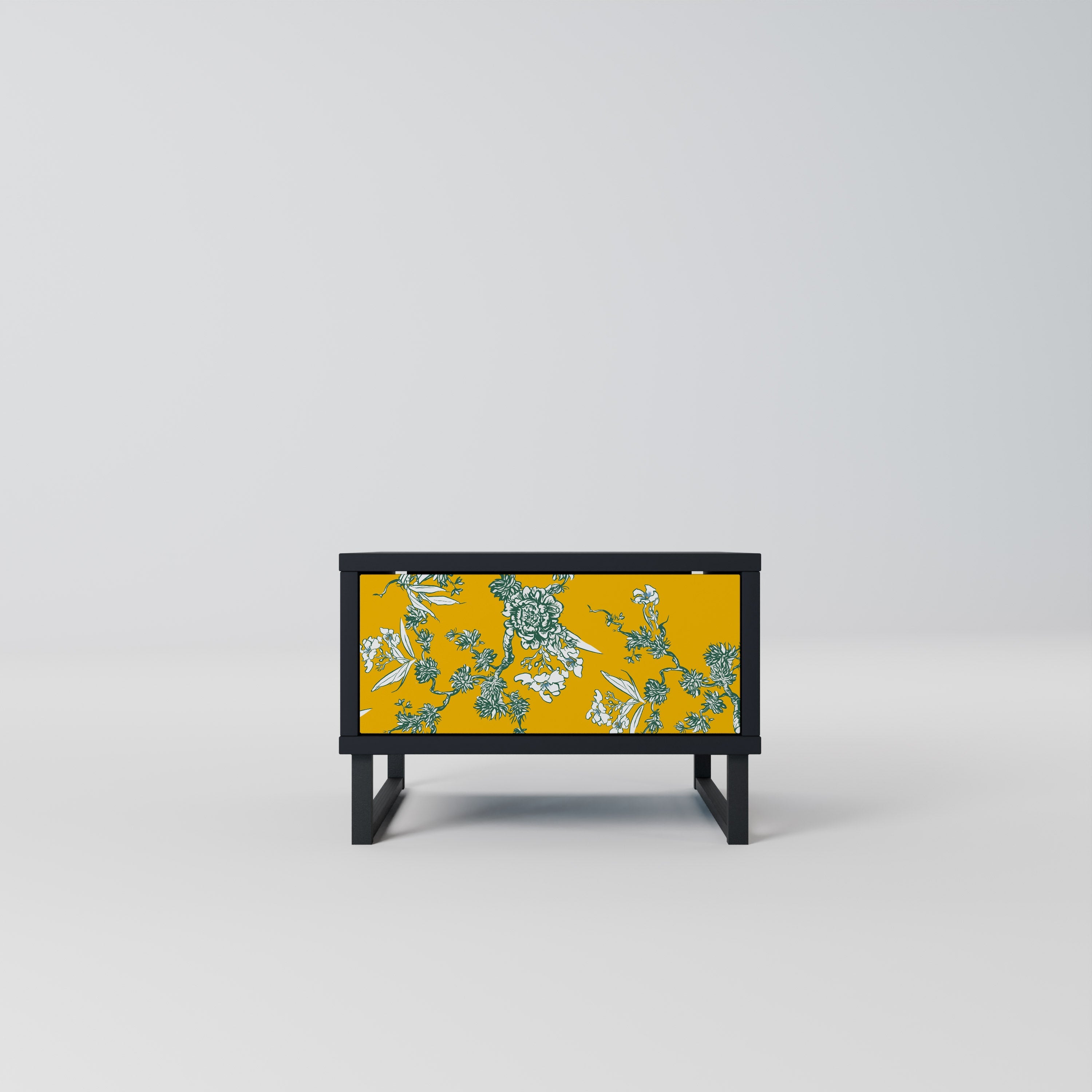 Table de chevet YELLOW CHINOISERIE en finition noire