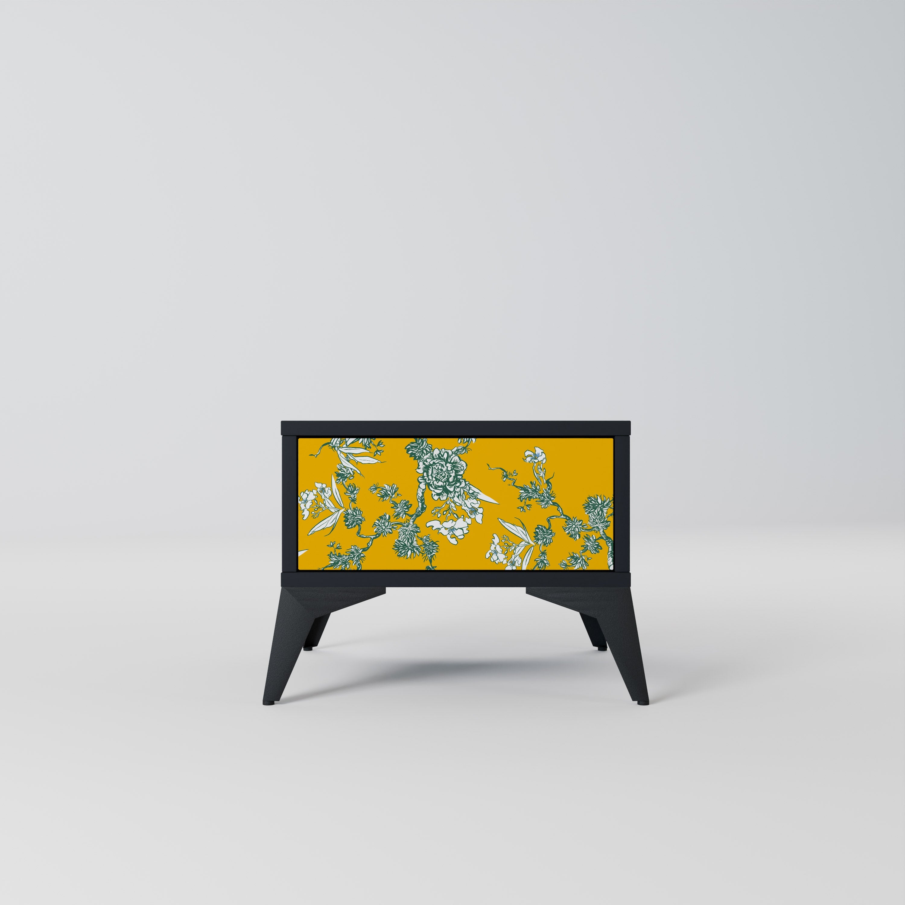 Table de chevet YELLOW CHINOISERIE en finition noire