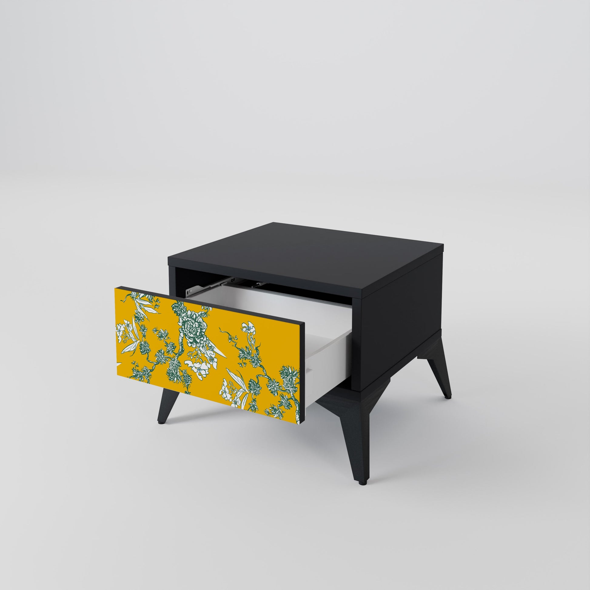 Table de chevet YELLOW CHINOISERIE en finition noire