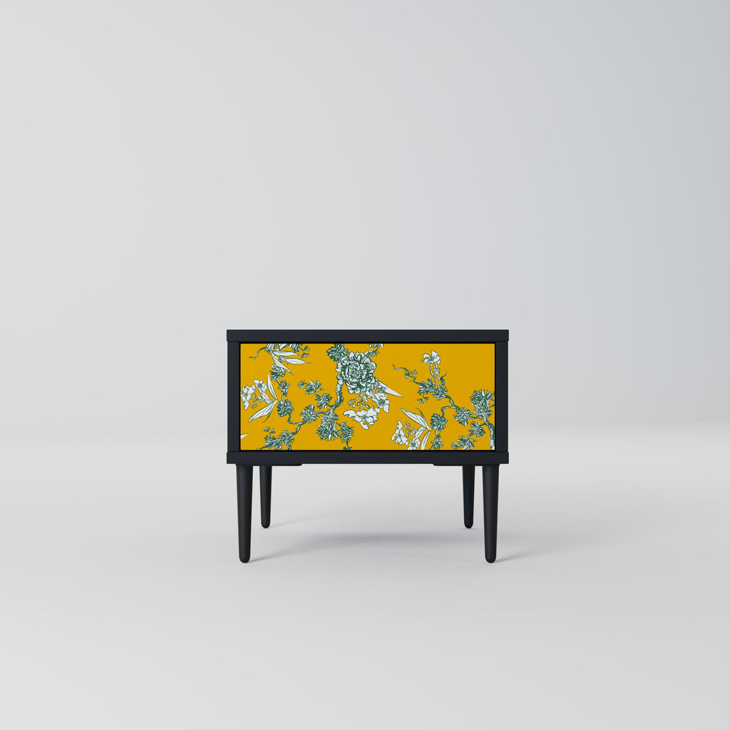 Table de chevet YELLOW CHINOISERIE en finition noire
