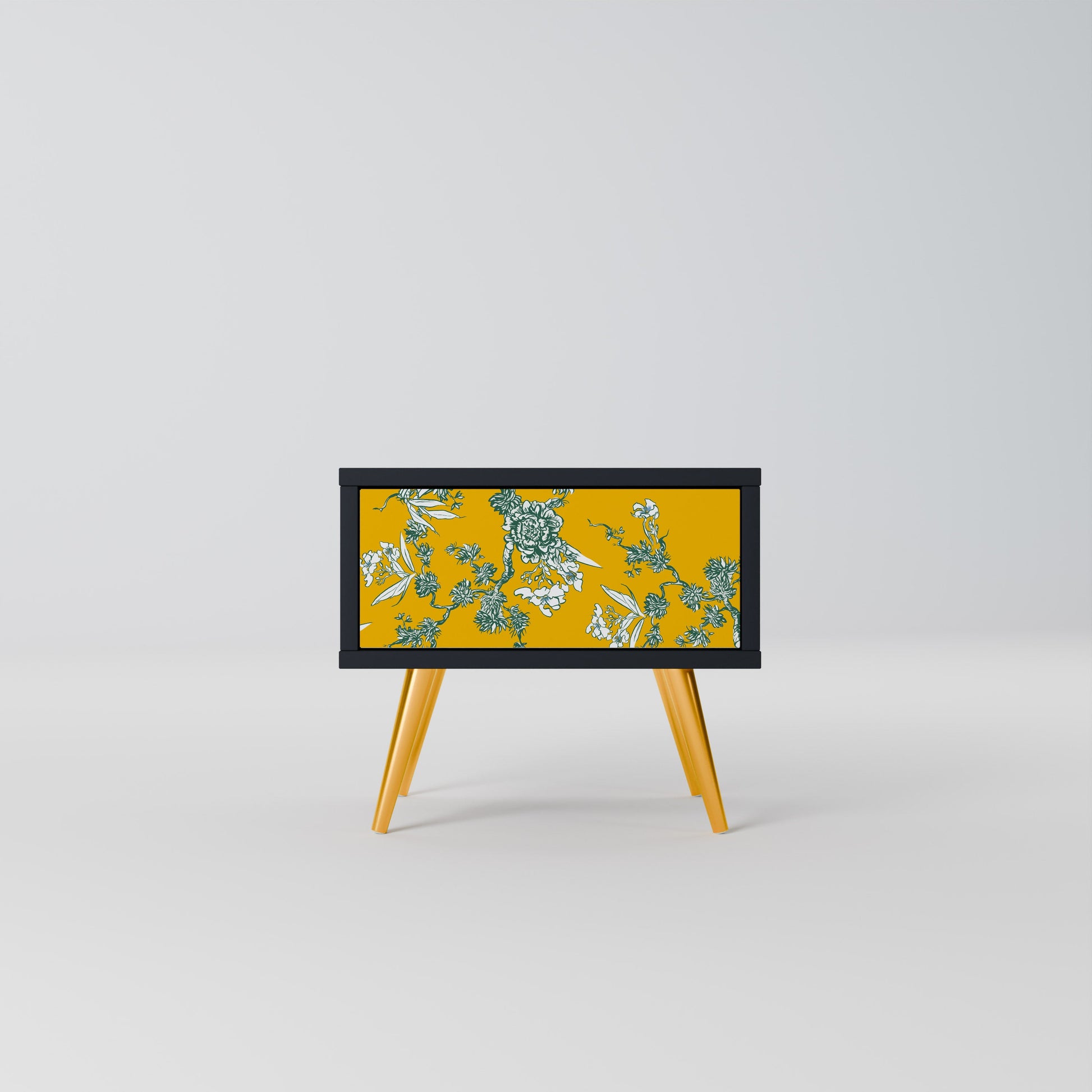 Table de chevet YELLOW CHINOISERIE en finition noire