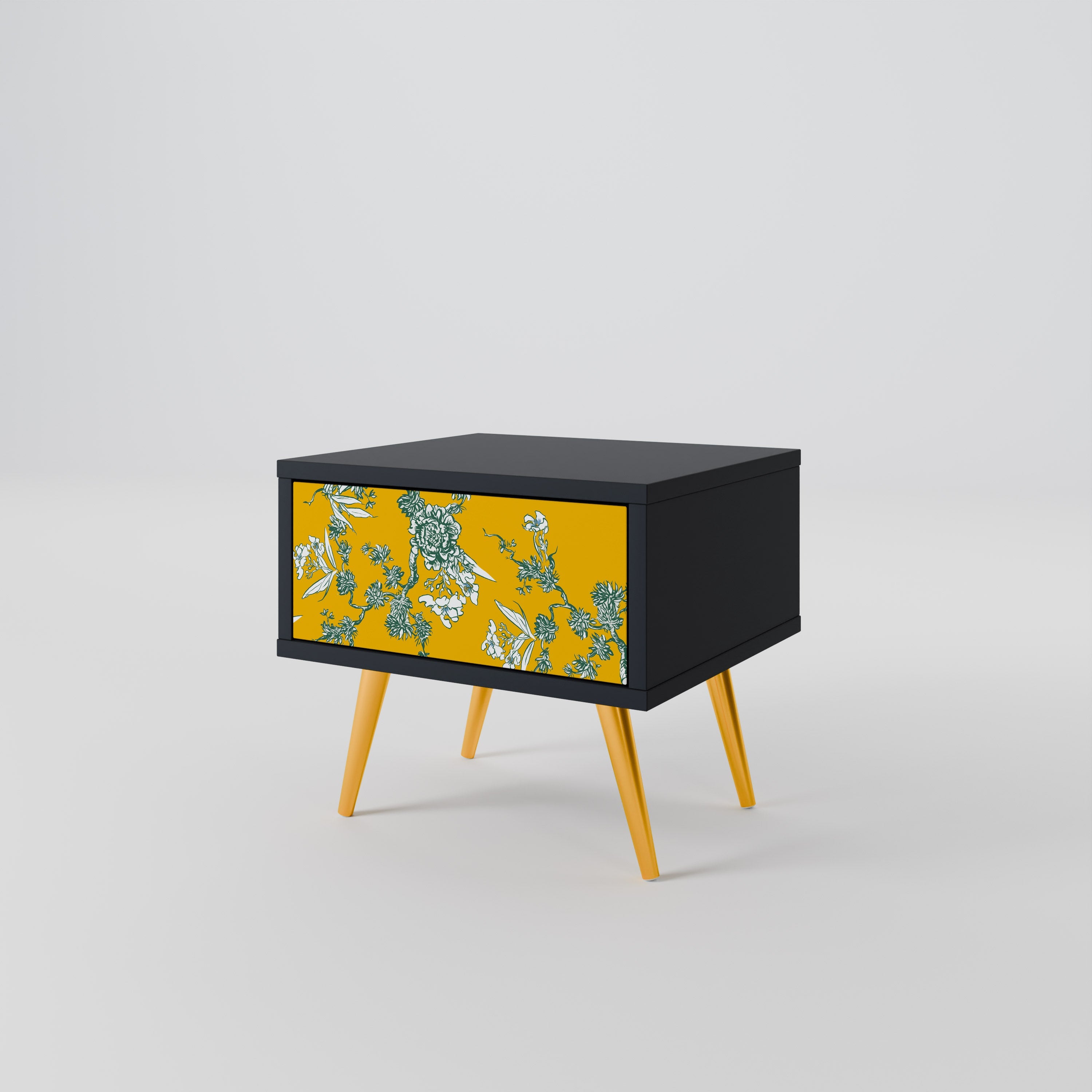 Table de chevet YELLOW CHINOISERIE en finition noire