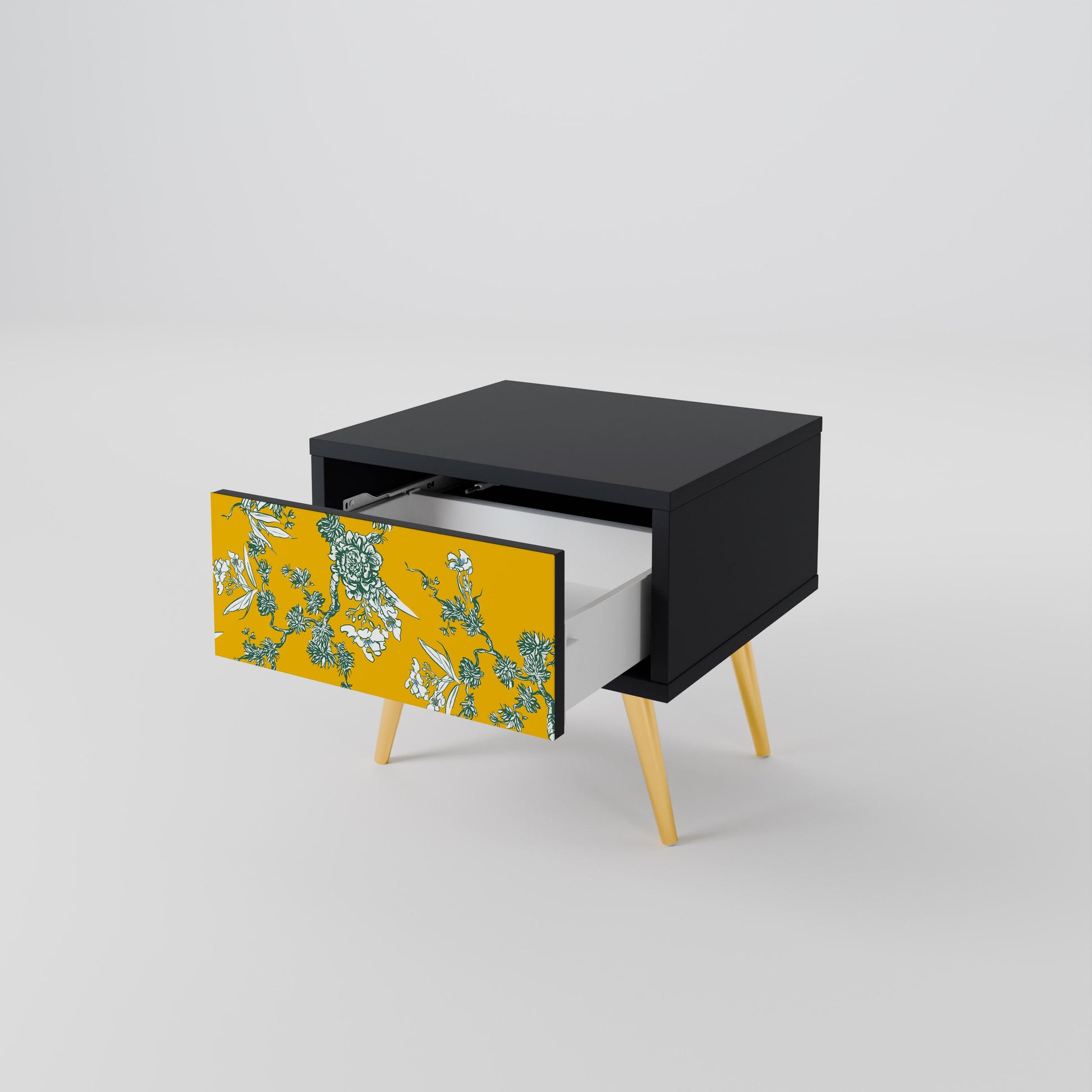 Table de chevet YELLOW CHINOISERIE en finition noire