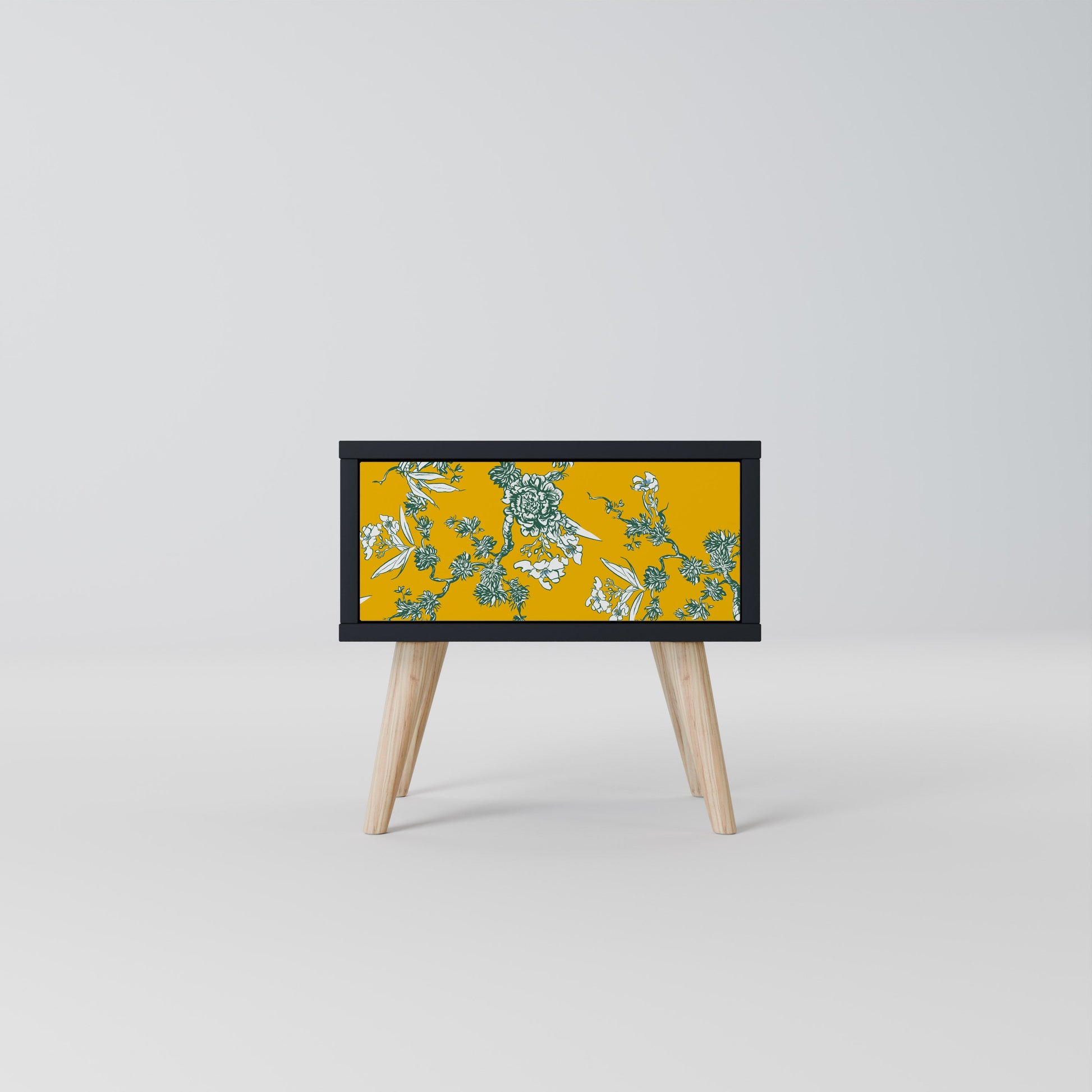 Table de chevet YELLOW CHINOISERIE en finition noire