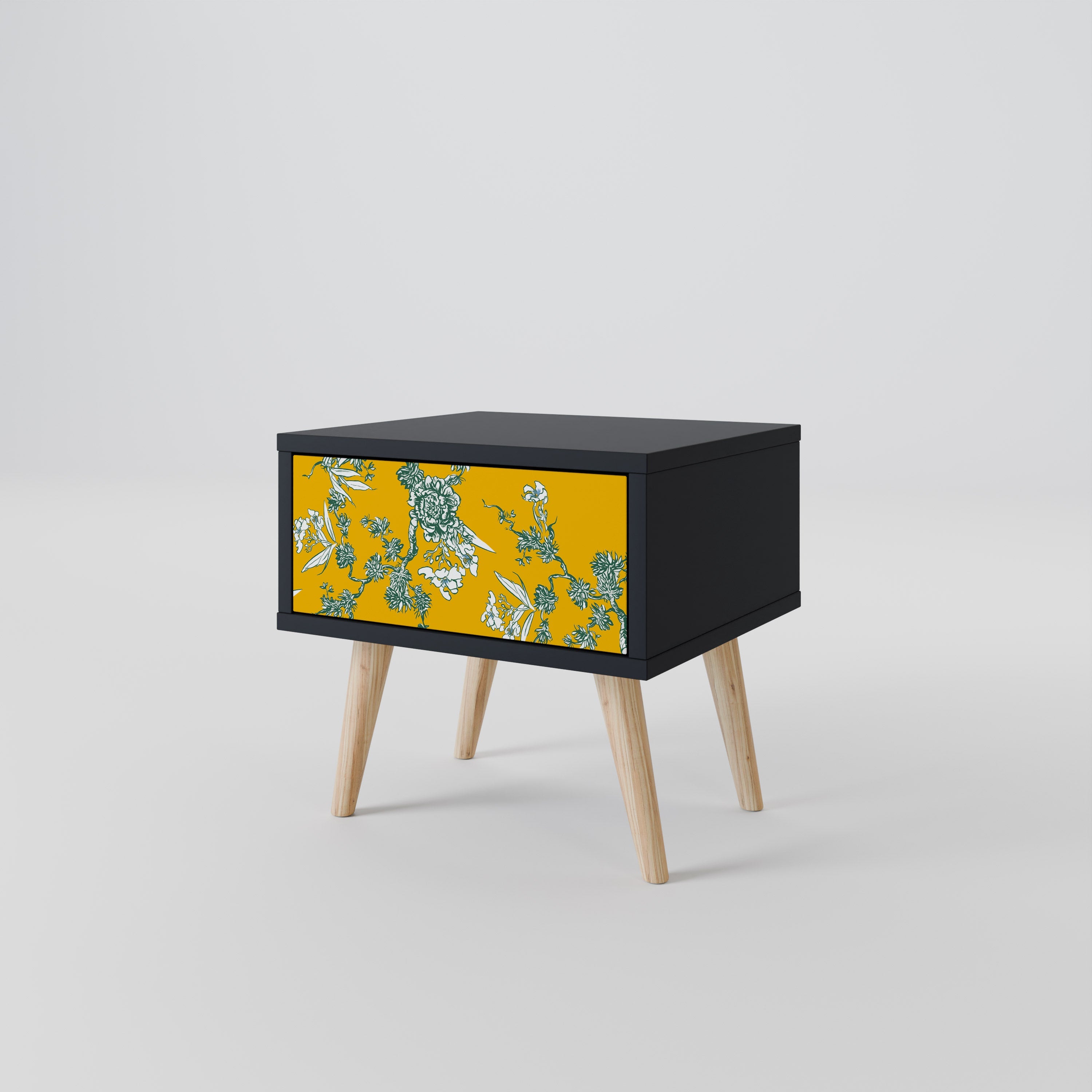 Table de chevet YELLOW CHINOISERIE en finition noire