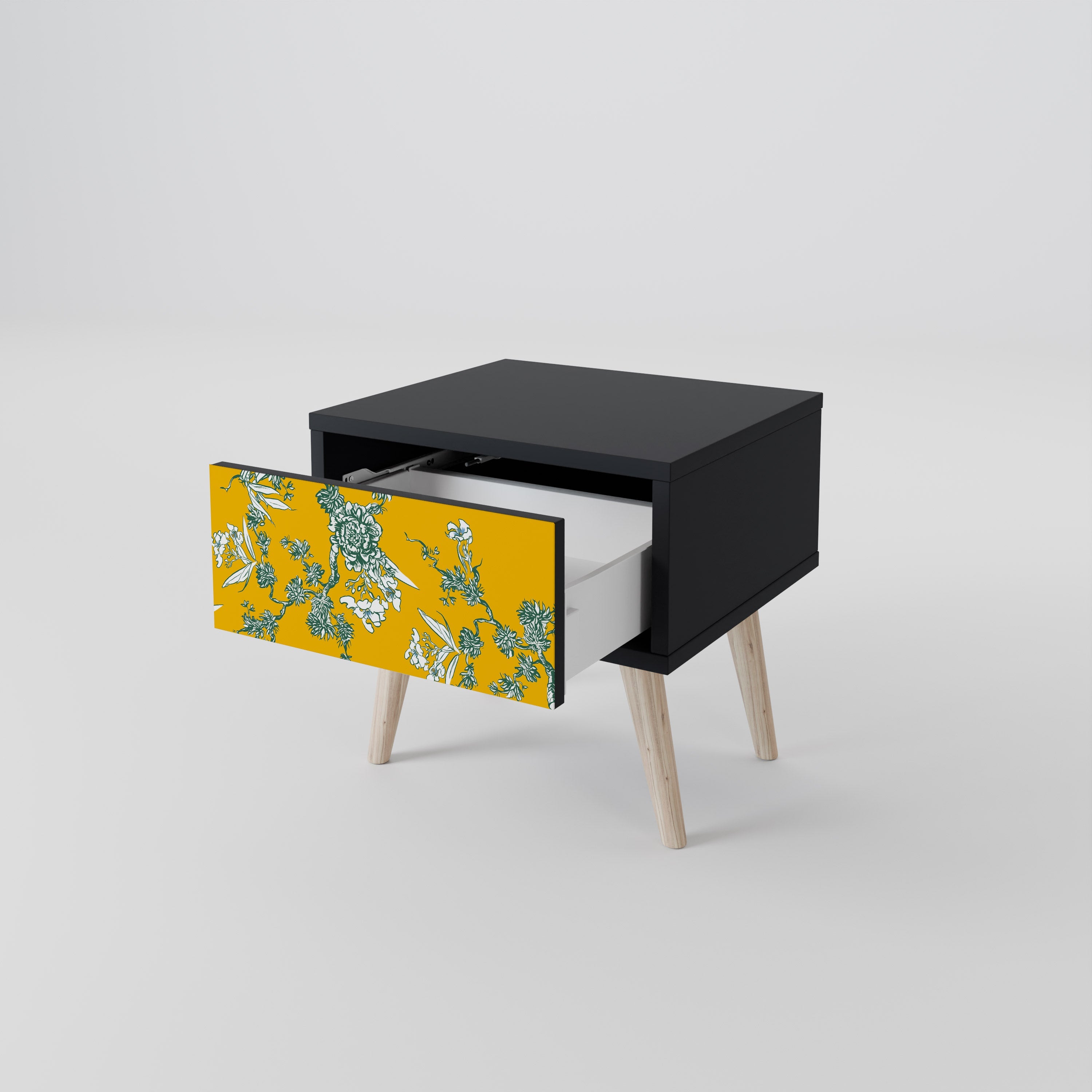 Table de chevet YELLOW CHINOISERIE en finition noire