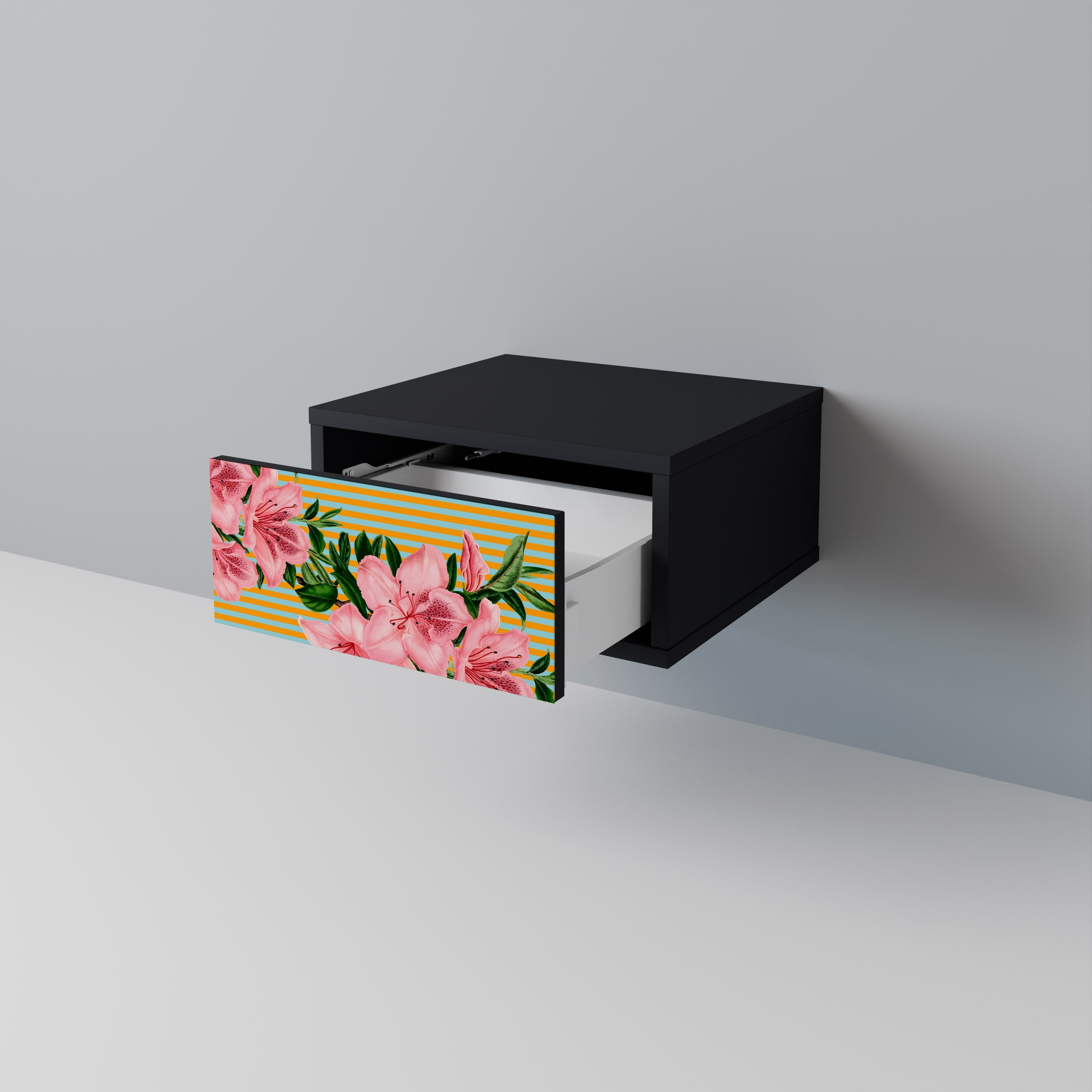 Table de chevet FRAGILE BEAUTY en finition noire