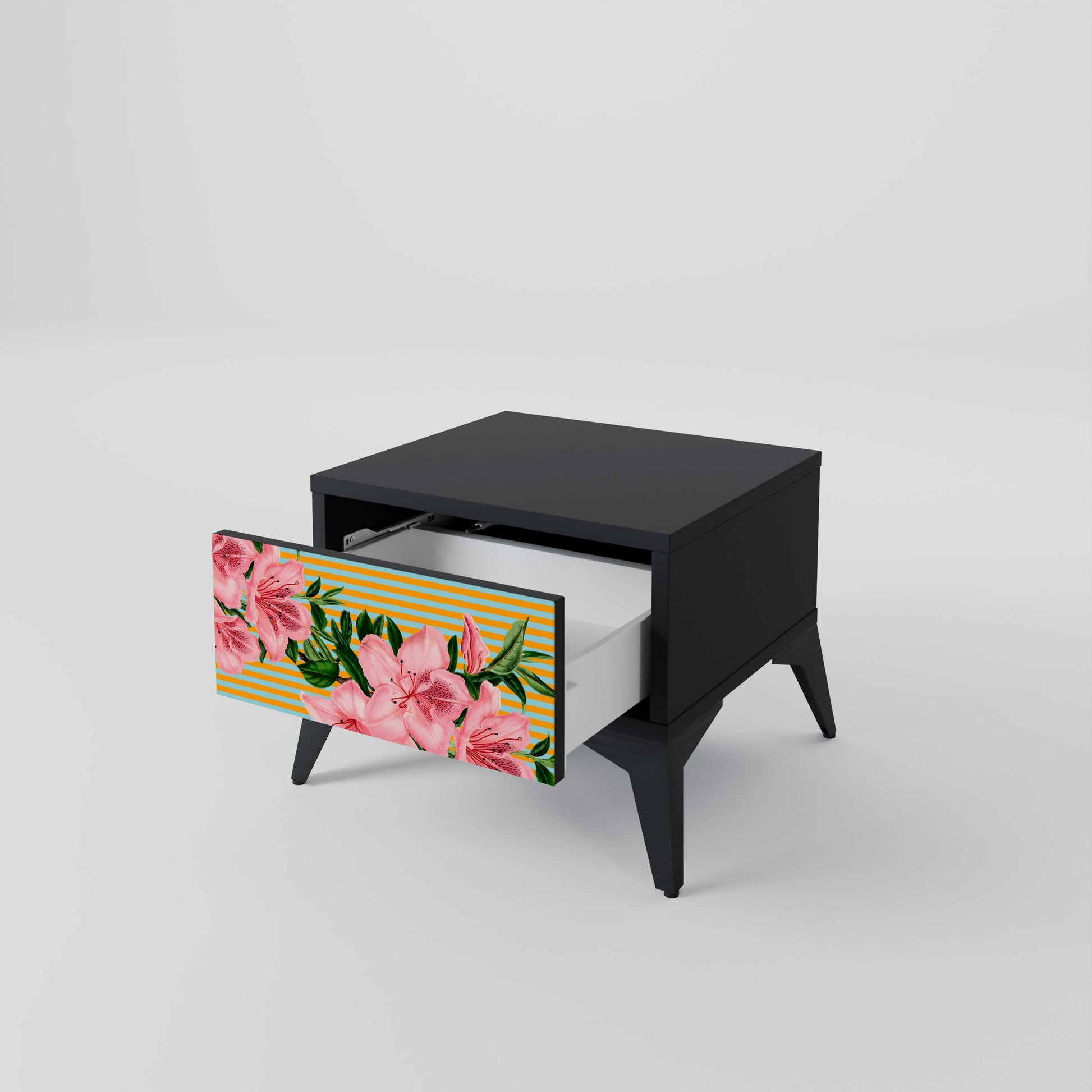 Table de chevet FRAGILE BEAUTY en finition noire
