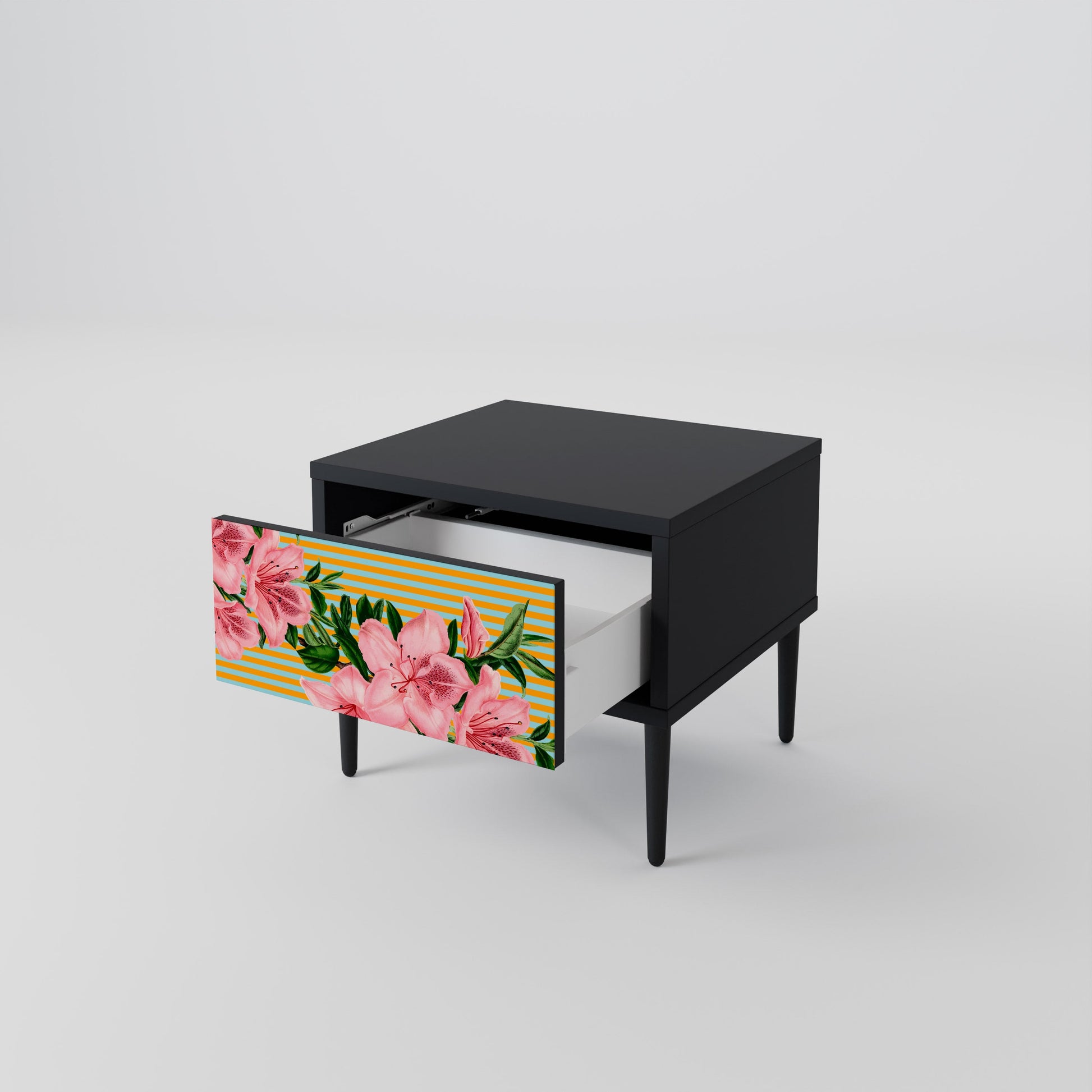 Table de chevet FRAGILE BEAUTY en finition noire