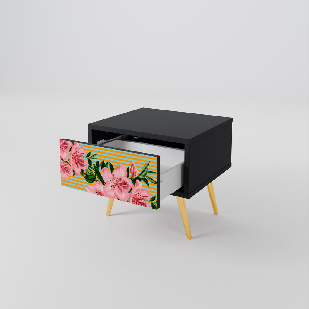 Table de chevet FRAGILE BEAUTY en finition noire