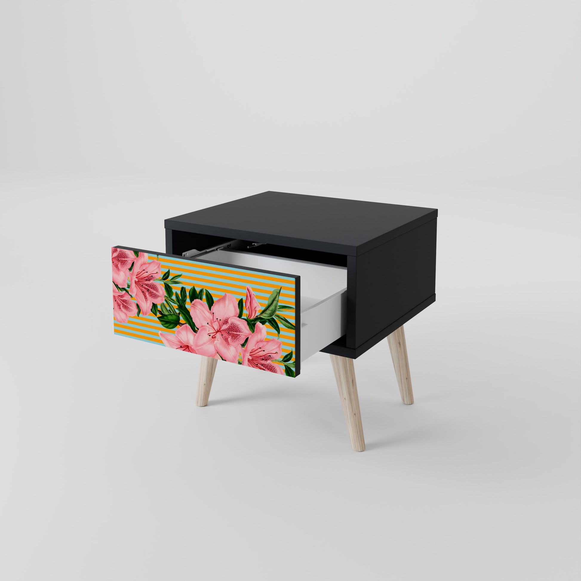 Table de chevet FRAGILE BEAUTY en finition noire
