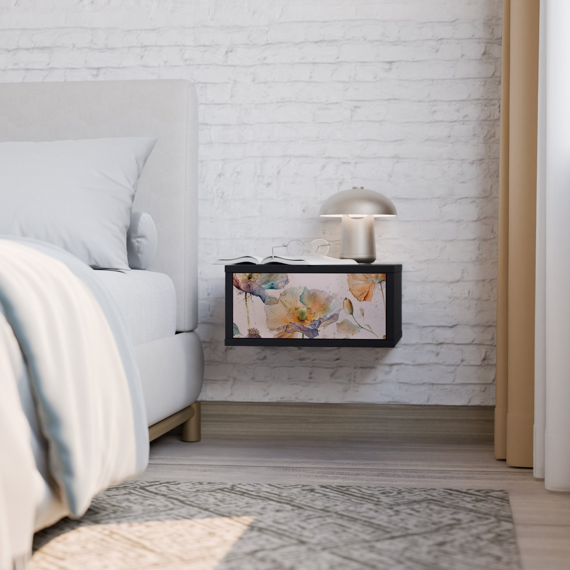 Table de chevet SOFTEN POPPY en finition noire
