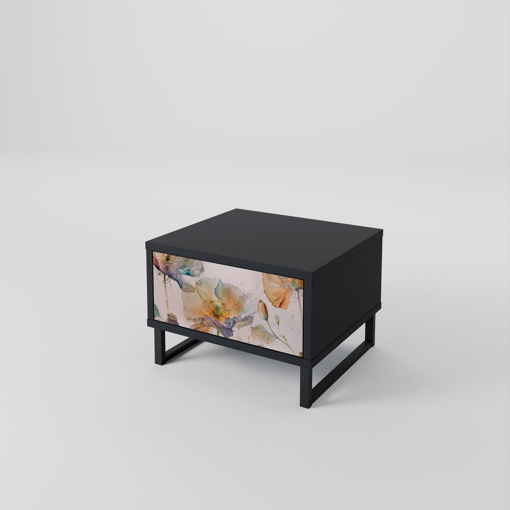 Table de chevet SOFTEN POPPY en finition noire