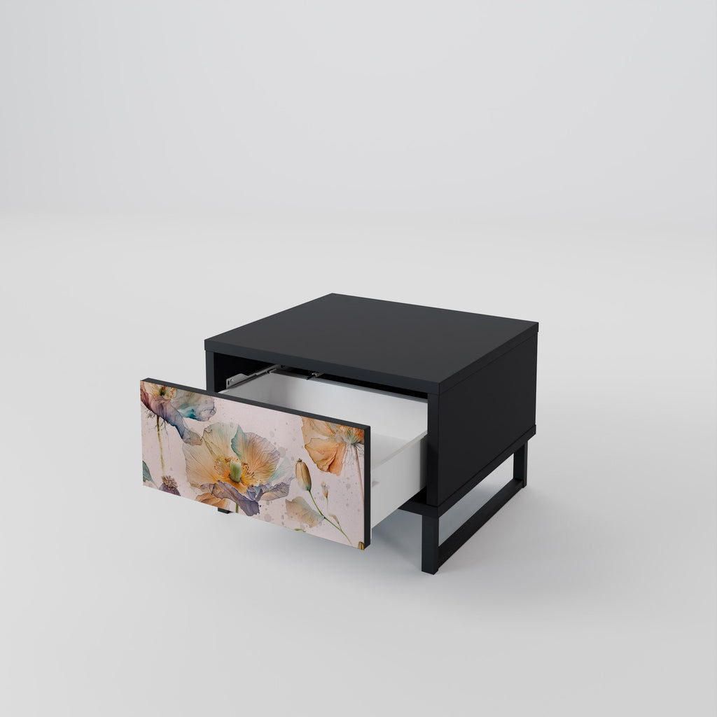 Table de chevet SOFTEN POPPY en finition noire