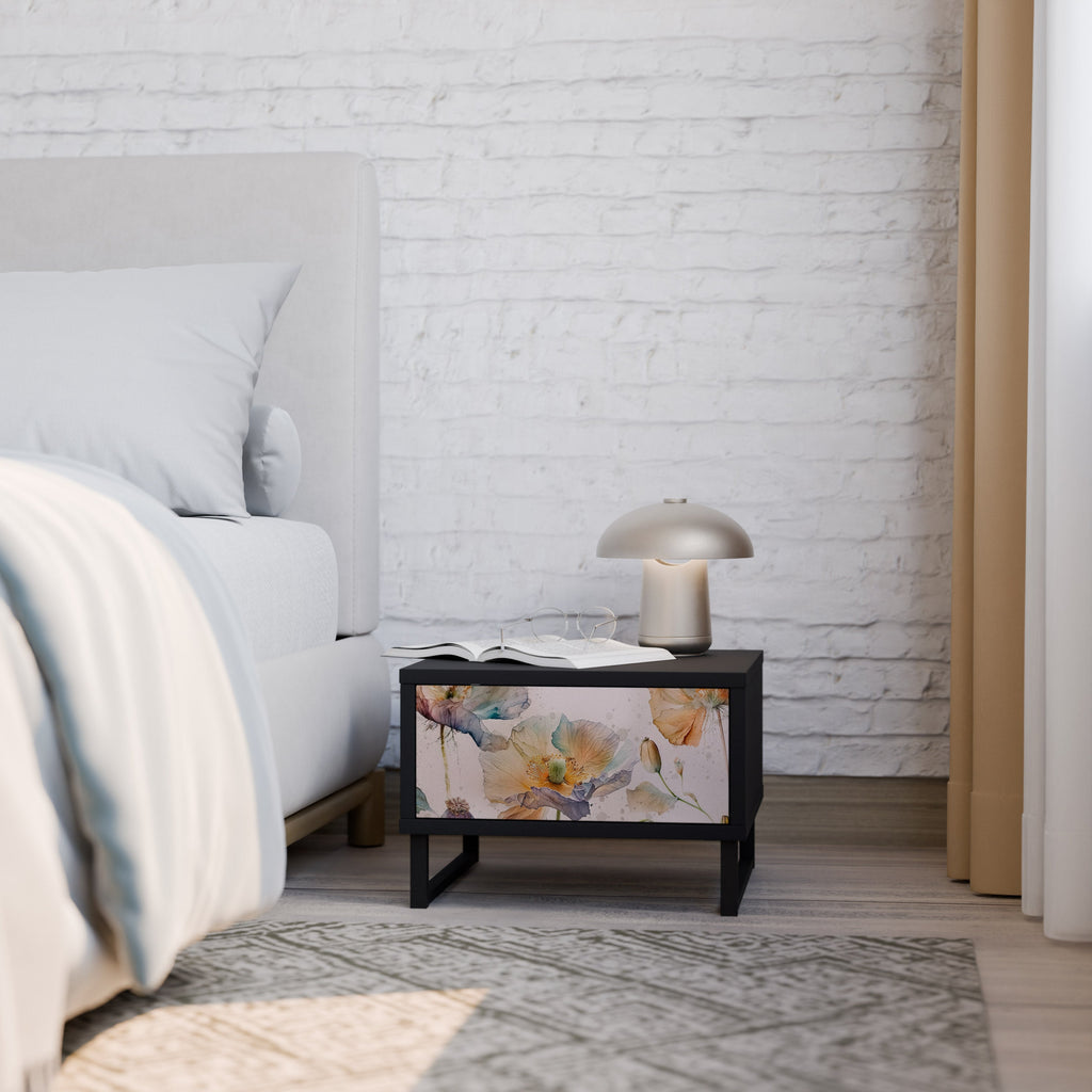 Table de chevet SOFTEN POPPY en finition noire