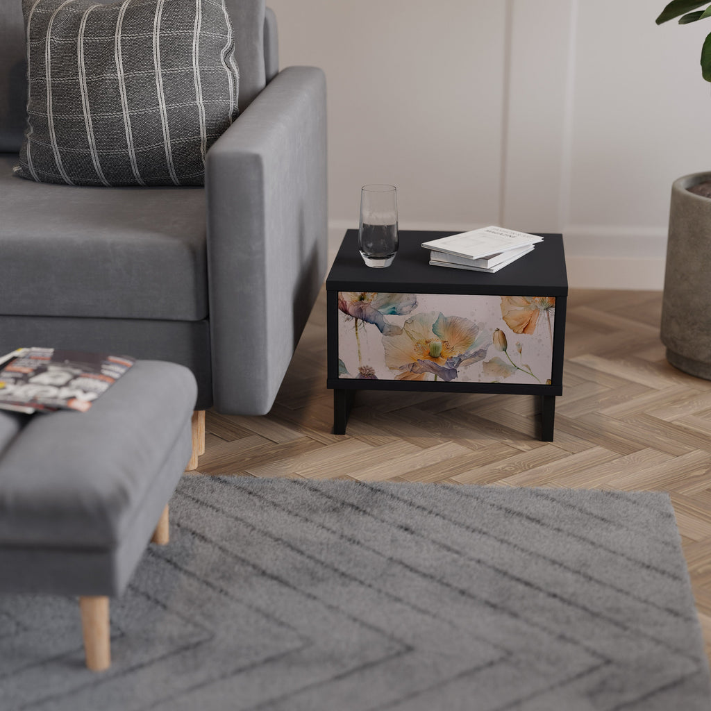 Table de chevet SOFTEN POPPY en finition noire