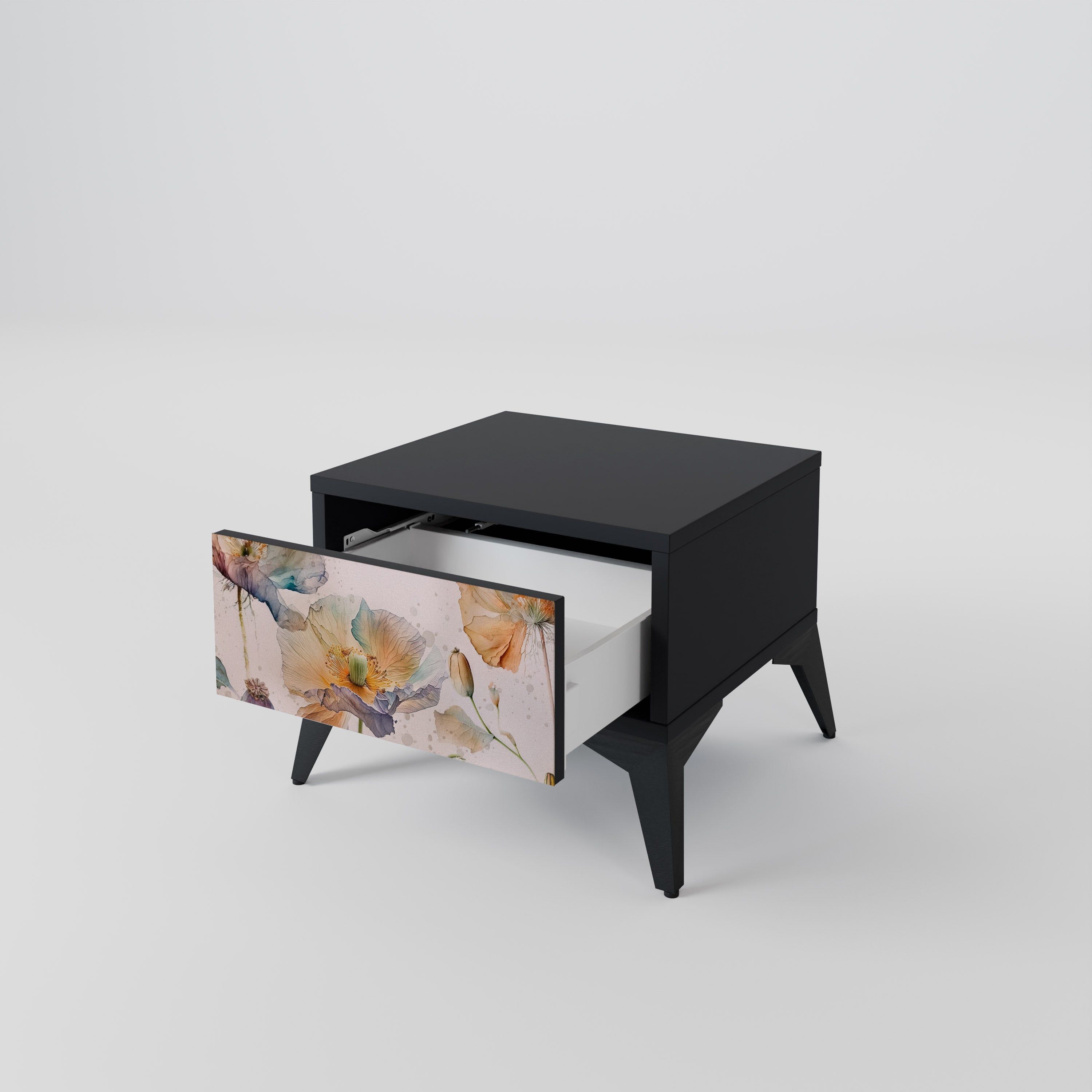 Table de chevet SOFTEN POPPY en finition noire
