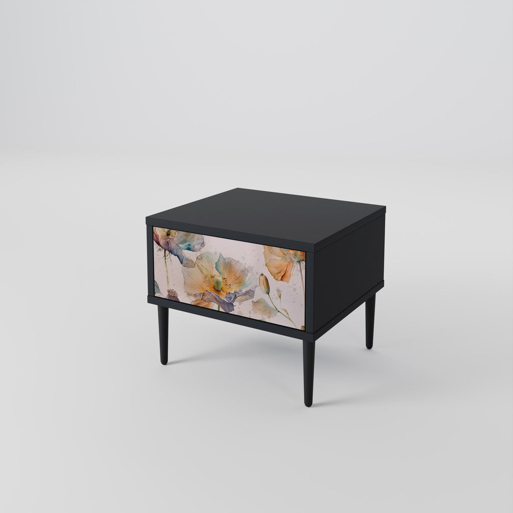 Table de chevet SOFTEN POPPY en finition noire