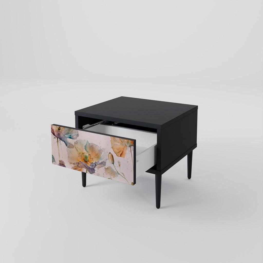 Table de chevet SOFTEN POPPY en finition noire