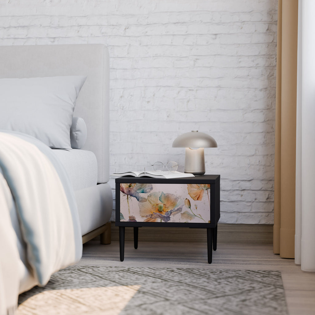 Table de chevet SOFTEN POPPY en finition noire
