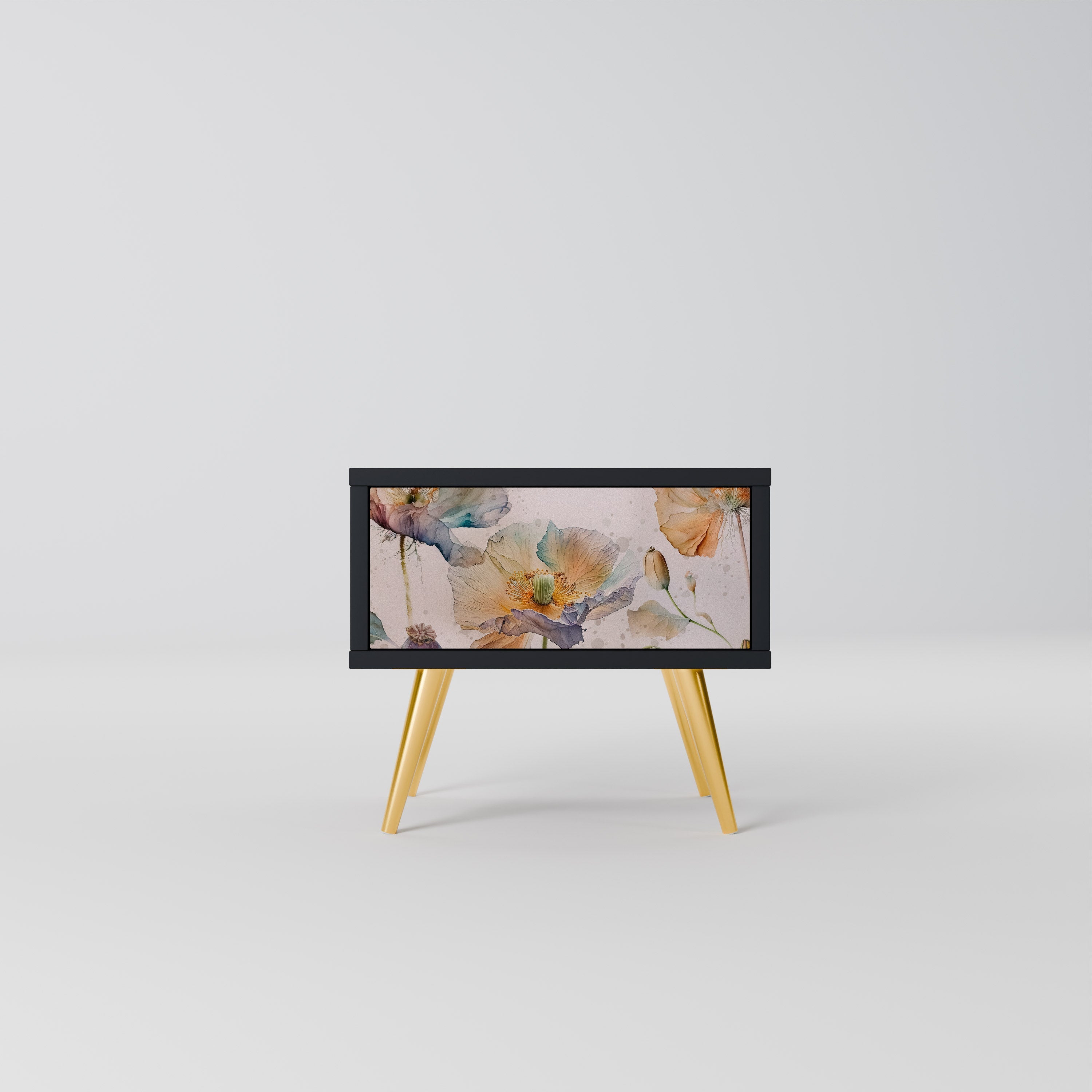 Table de chevet SOFTEN POPPY en finition noire