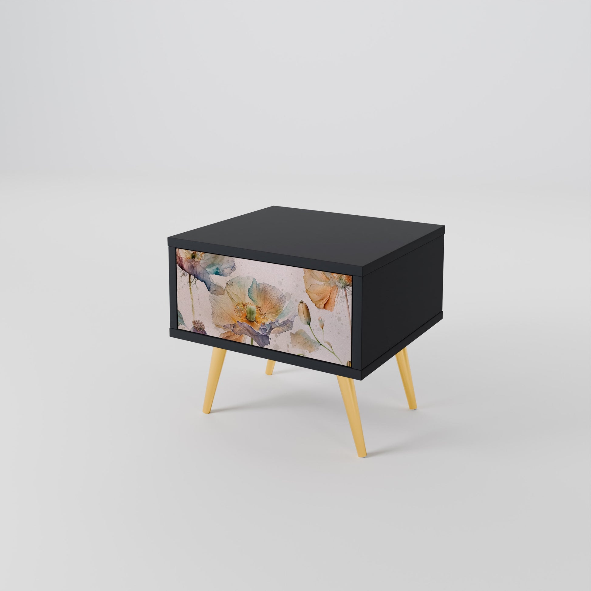 Table de chevet SOFTEN POPPY en finition noire
