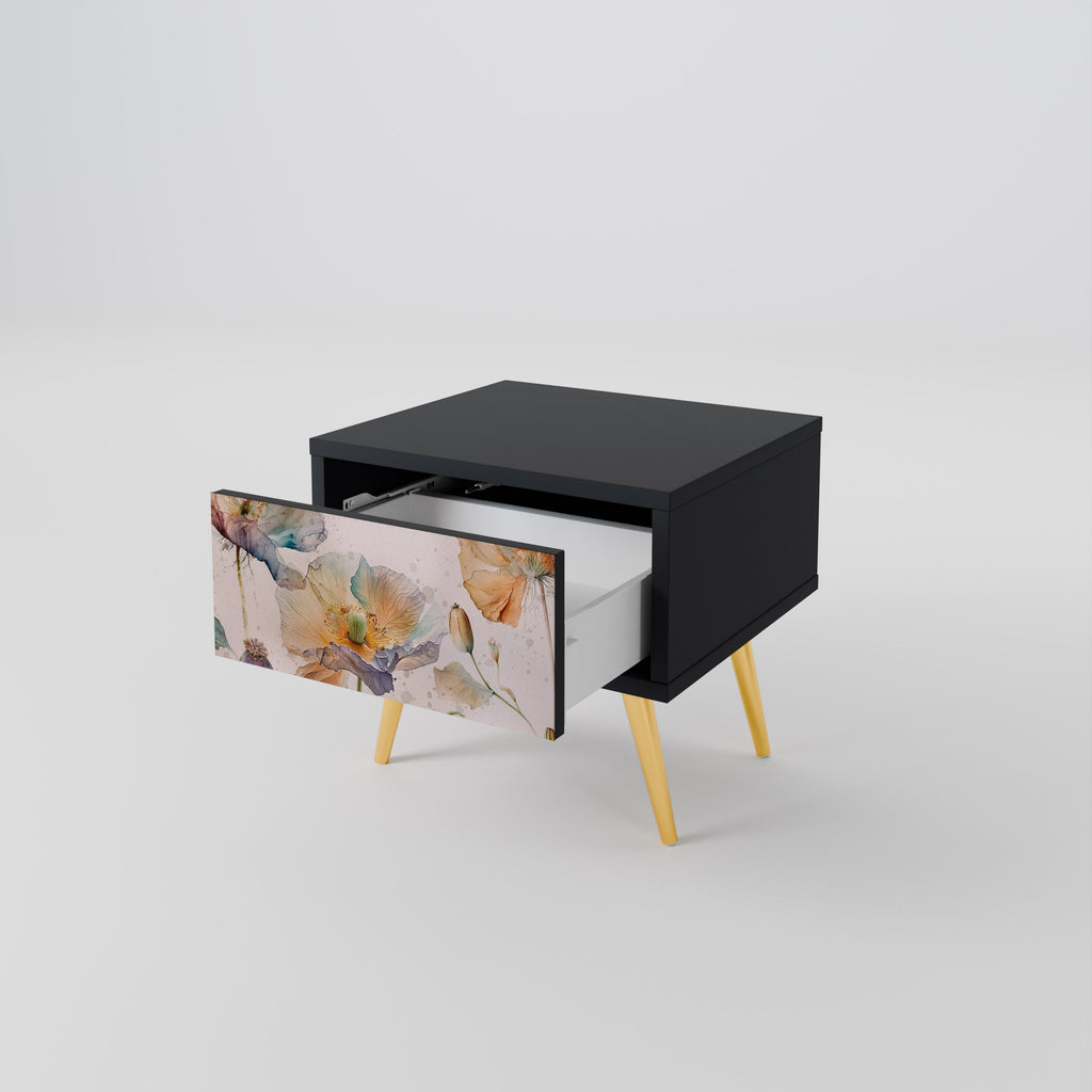 Table de chevet SOFTEN POPPY en finition noire