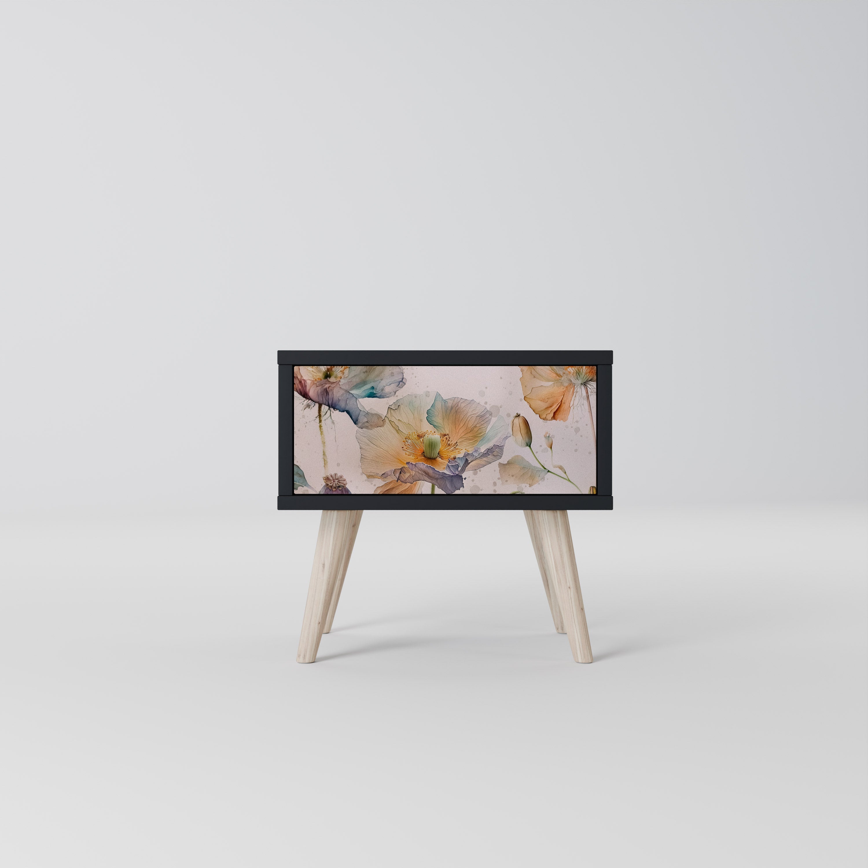 Table de chevet SOFTEN POPPY en finition noire