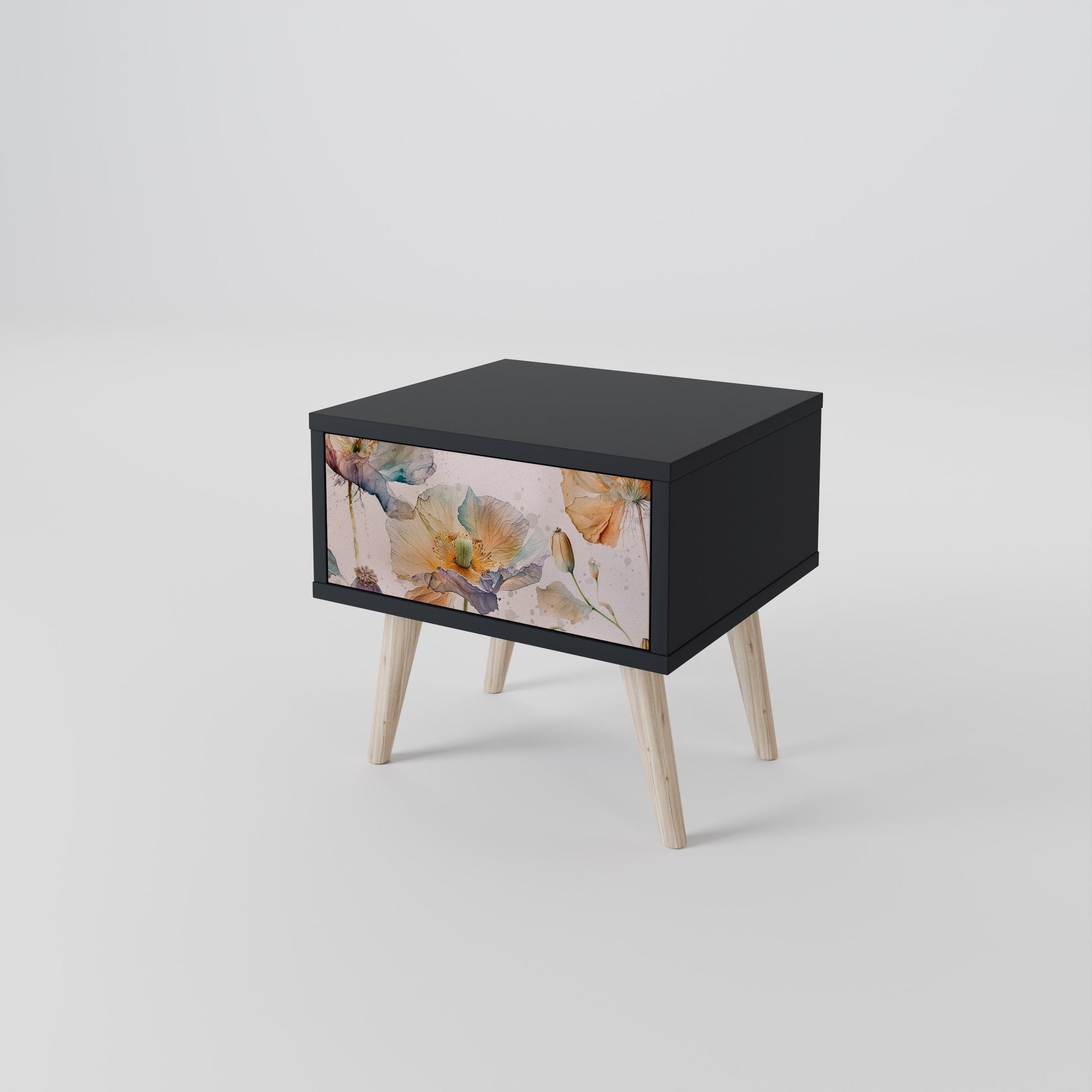 Table de chevet SOFTEN POPPY en finition noire