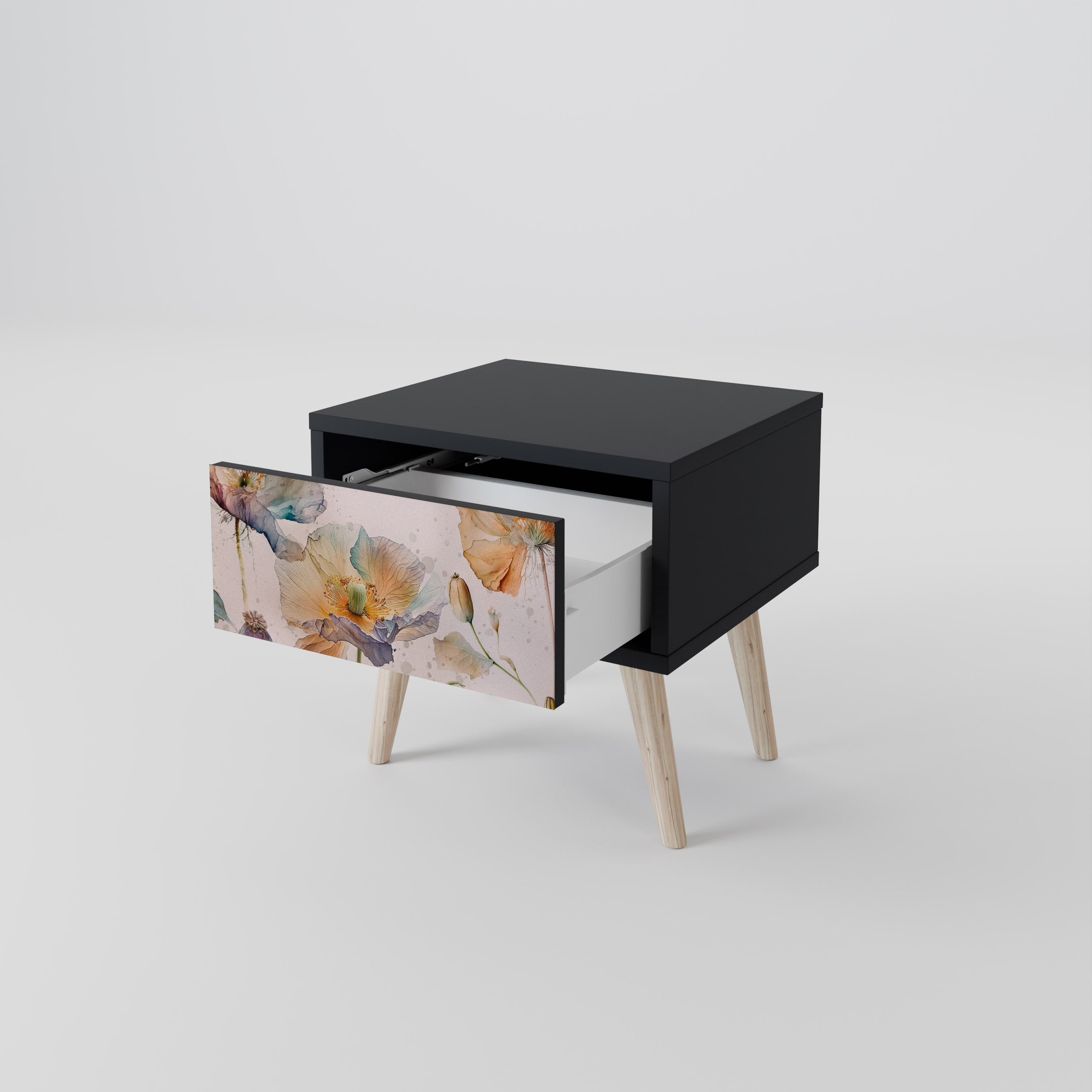 Table de chevet SOFTEN POPPY en finition noire