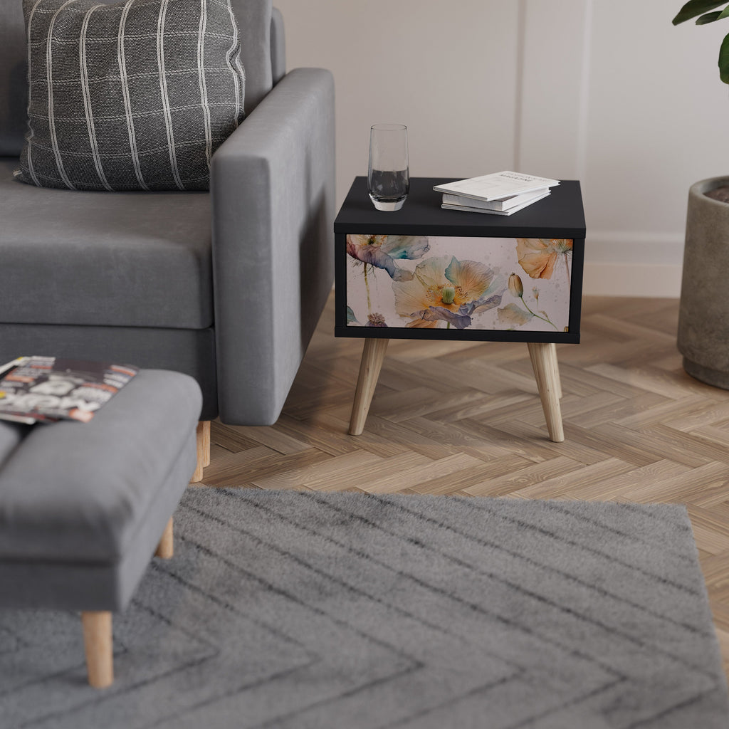 Table de chevet SOFTEN POPPY en finition noire