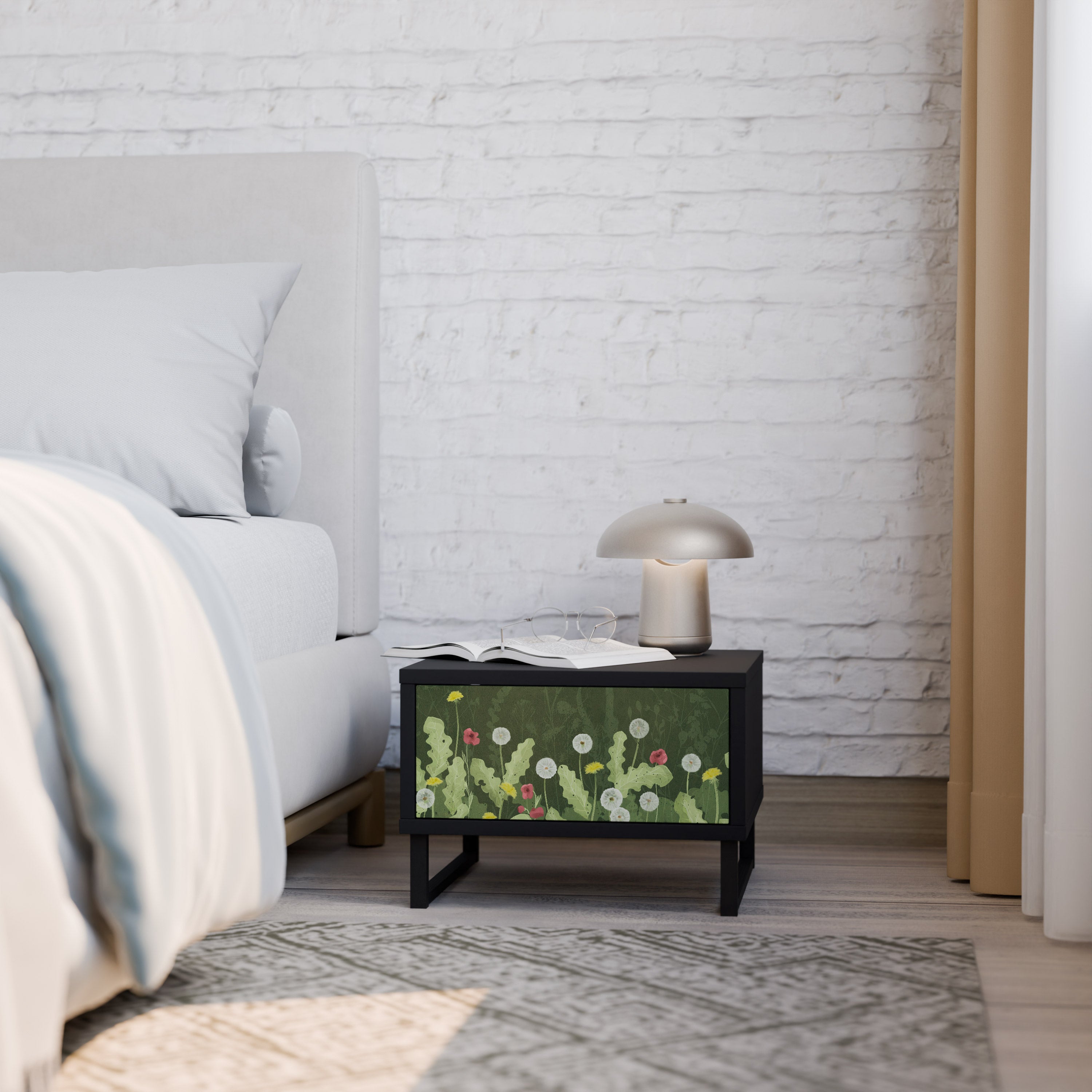 Table de chevet DANDELION AMUSE en finition noire