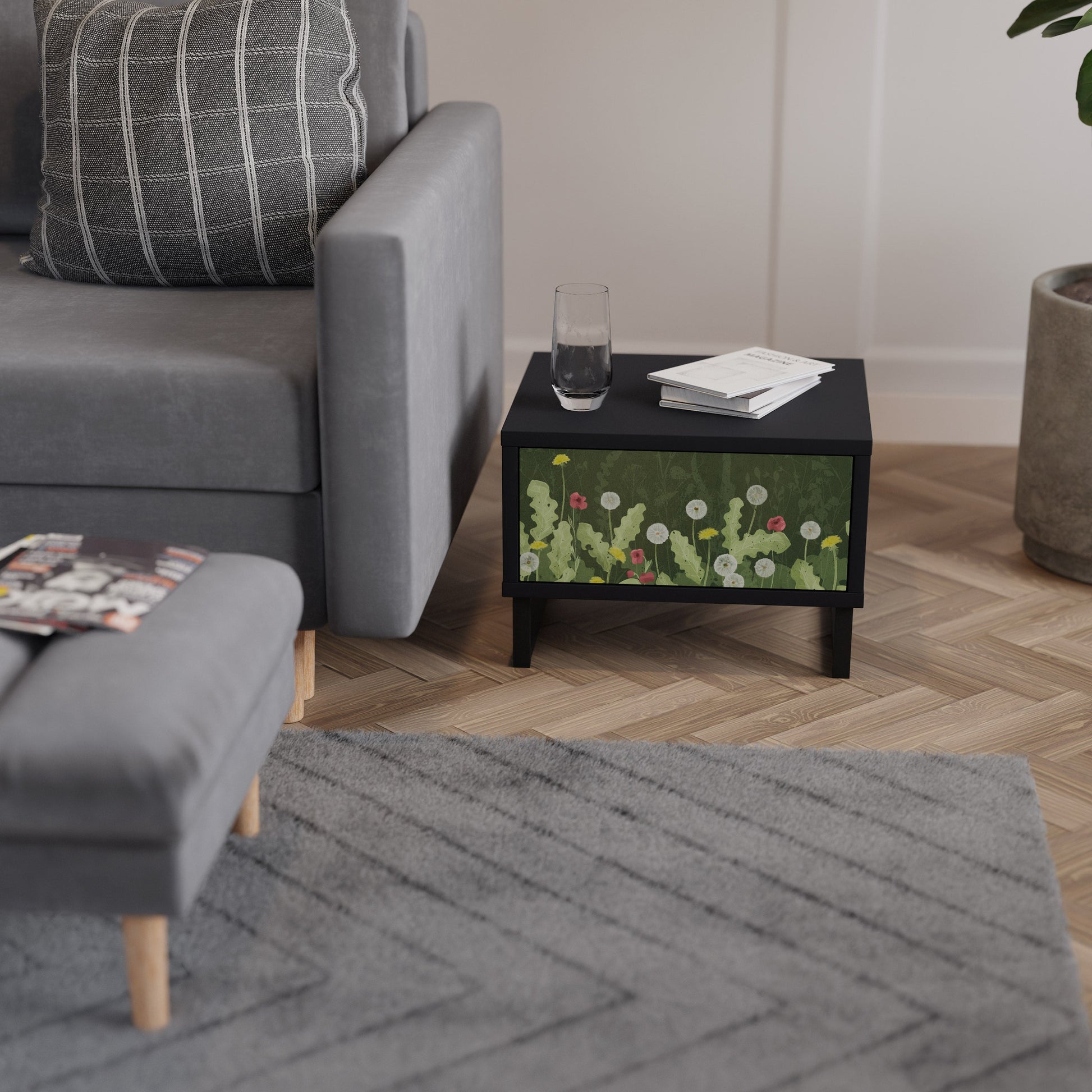 Table de chevet DANDELION AMUSE en finition noire