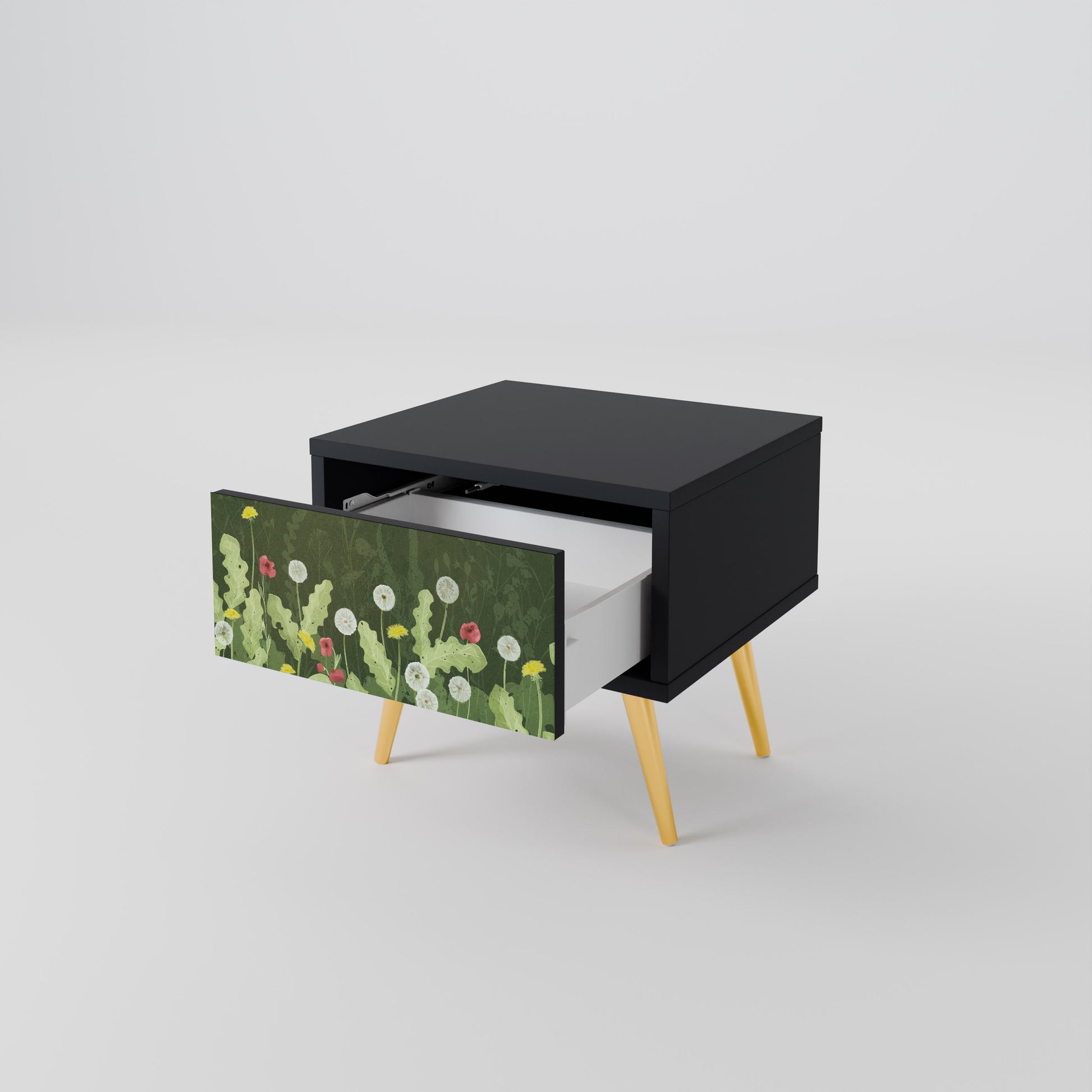 Table de chevet DANDELION AMUSE en finition noire