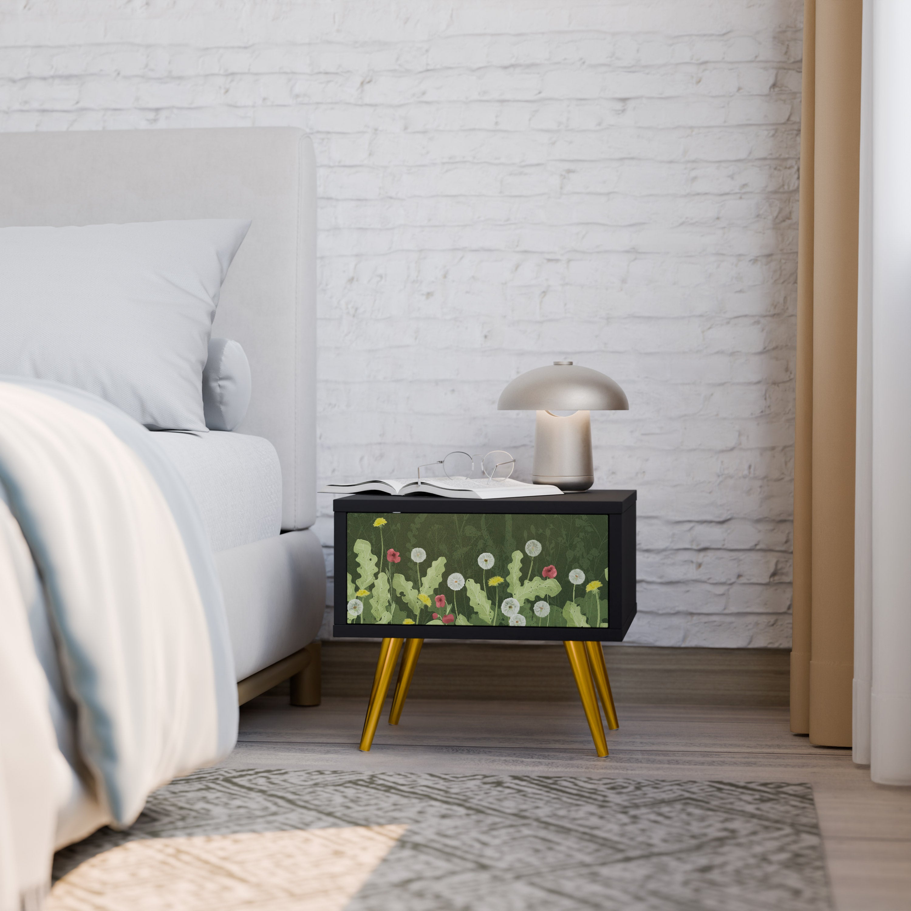 Table de chevet DANDELION AMUSE en finition noire