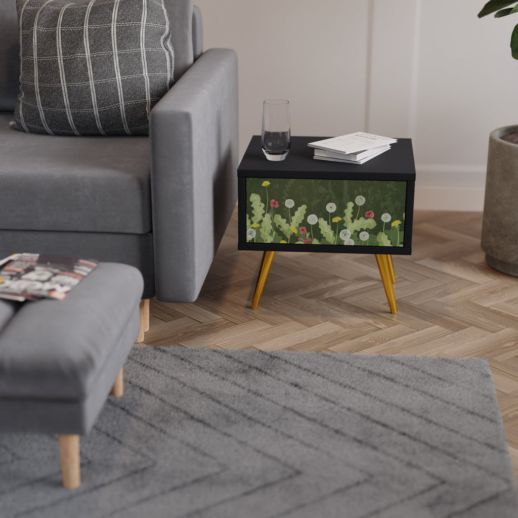 Table de chevet DANDELION AMUSE en finition noire