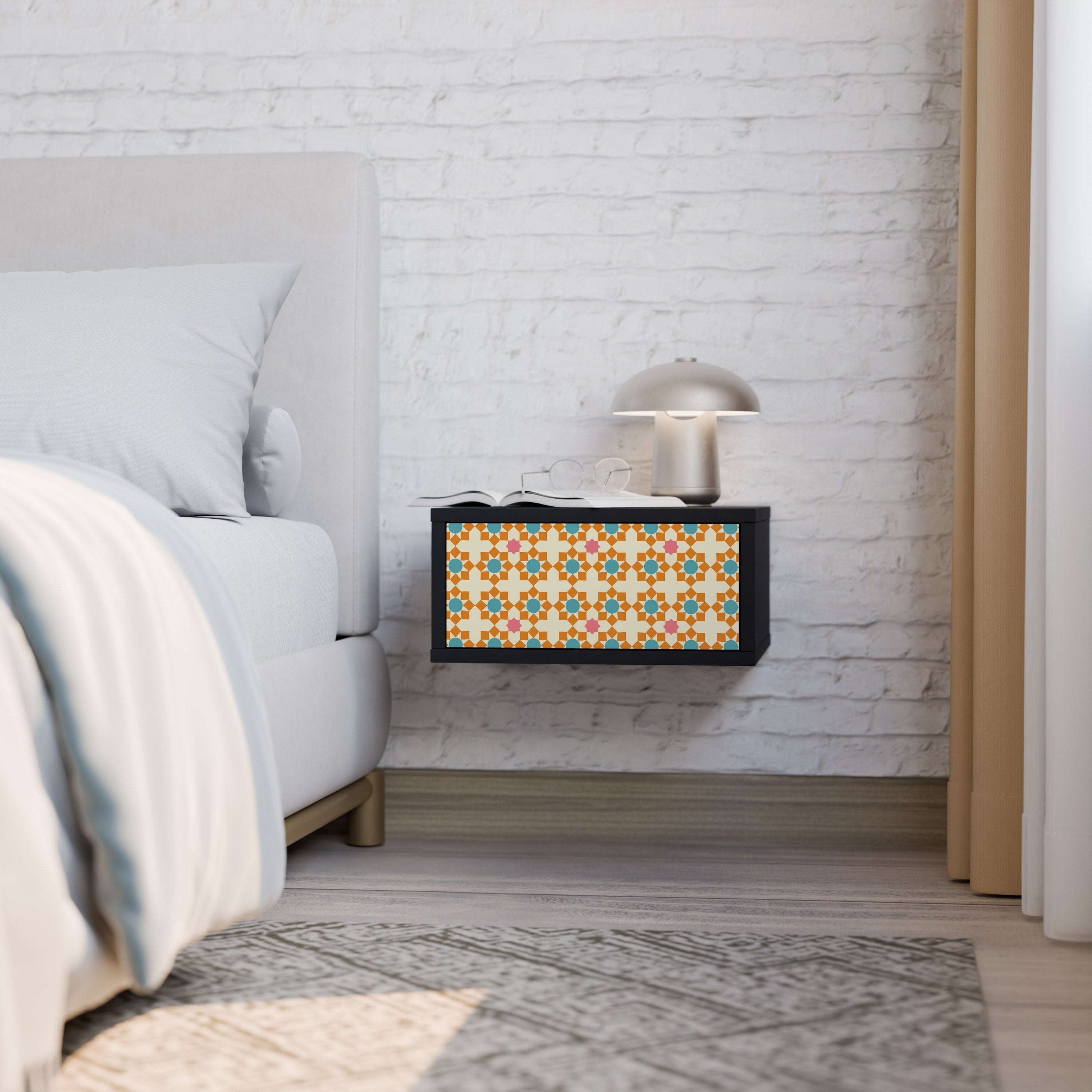 Table de chevet FLORAL DECOR en finition noire