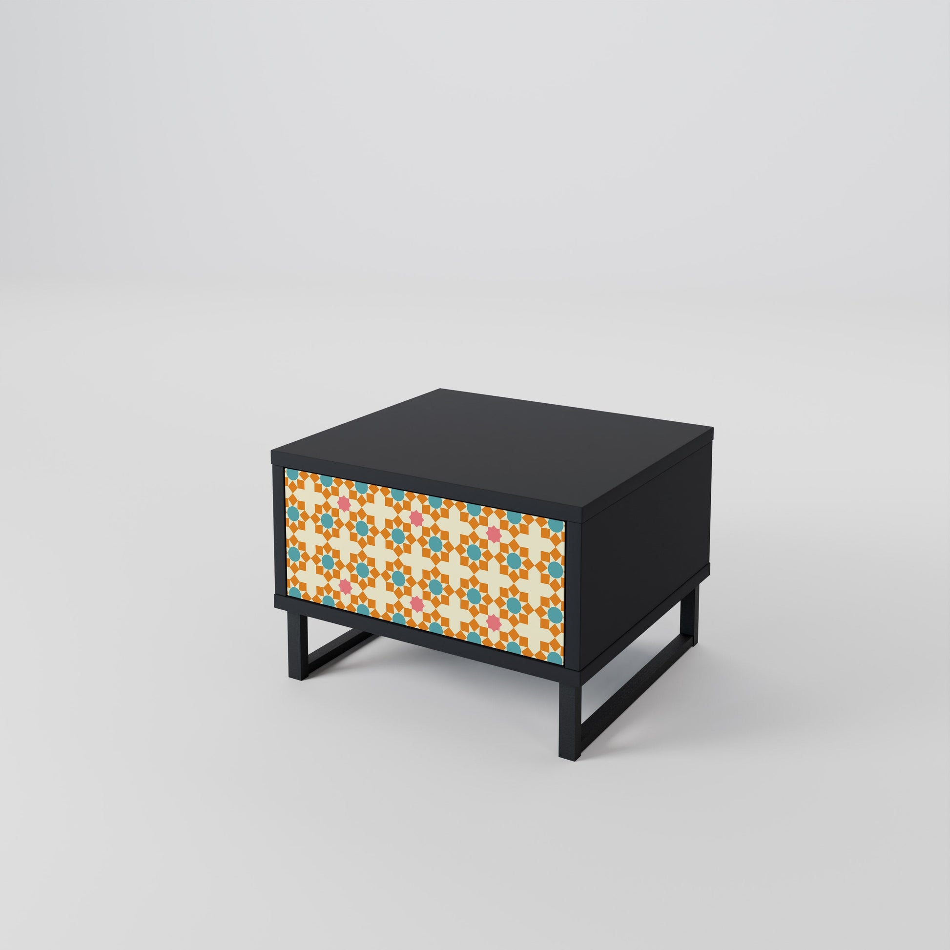 Table de chevet FLORAL DECOR en finition noire
