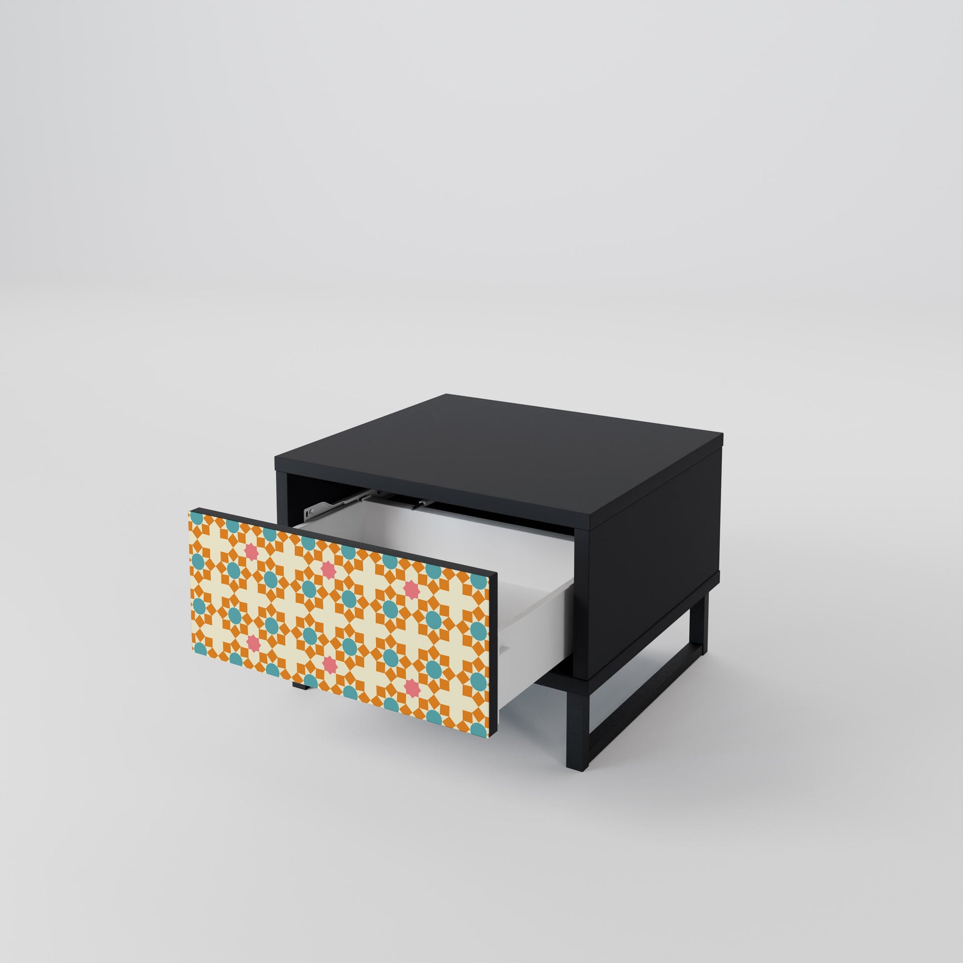 Table de chevet FLORAL DECOR en finition noire
