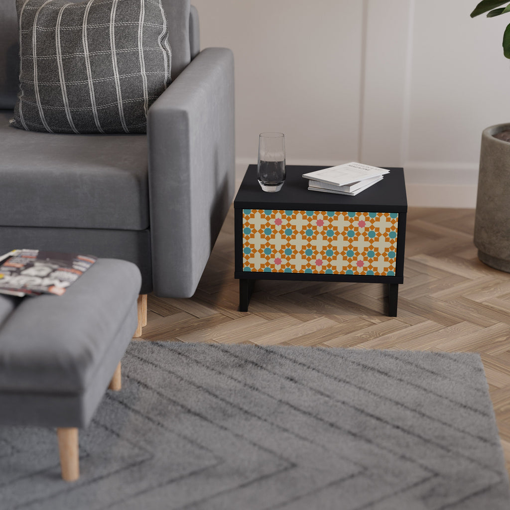 Table de chevet FLORAL DECOR en finition noire