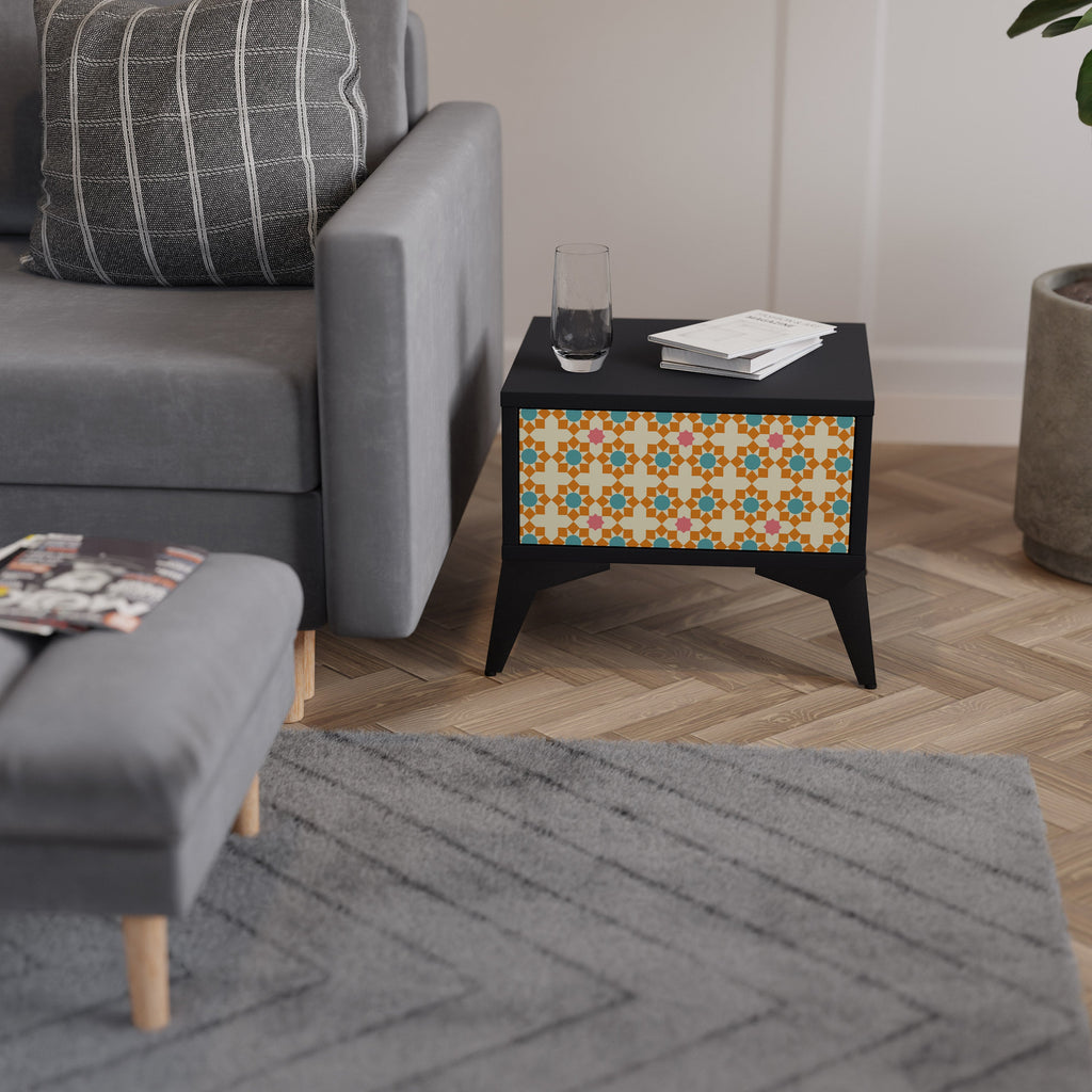 Table de chevet FLORAL DECOR en finition noire